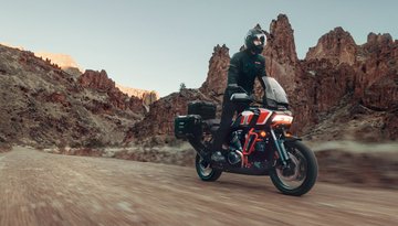 Cruiser motorcycle riding shot