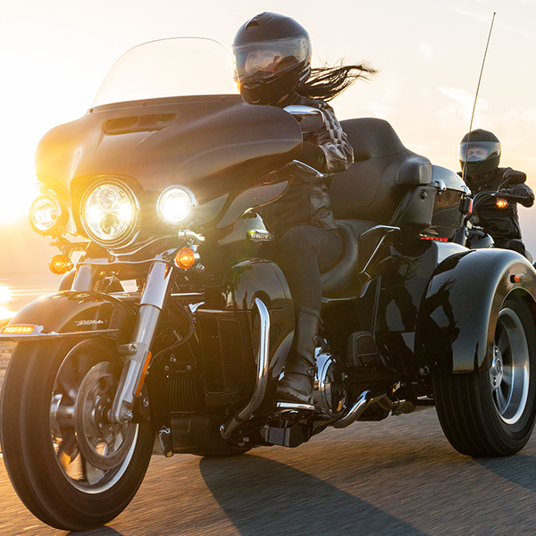 Riding a harley davidson sales trike