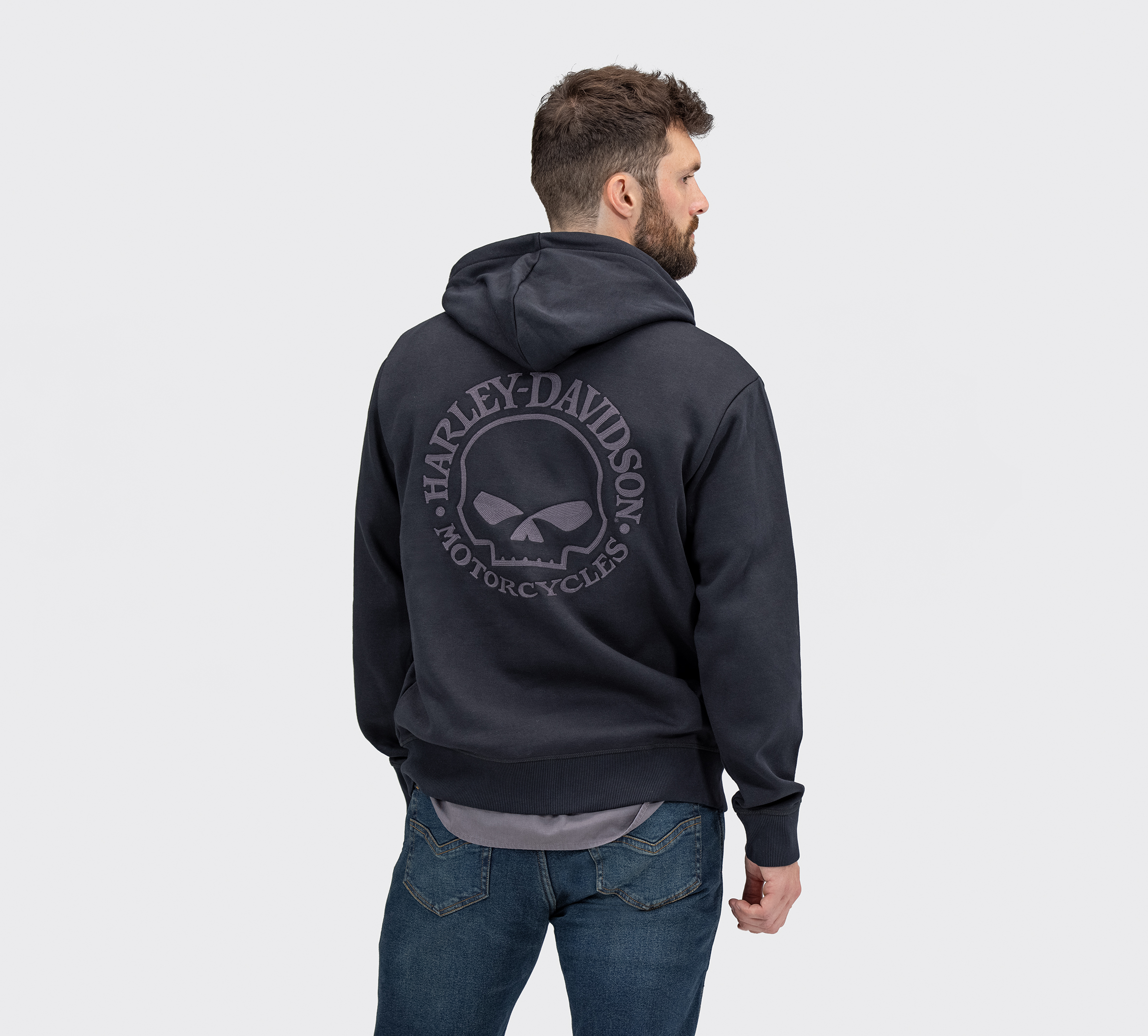 Harley davidson men's on sale hooded skull sweatshirt