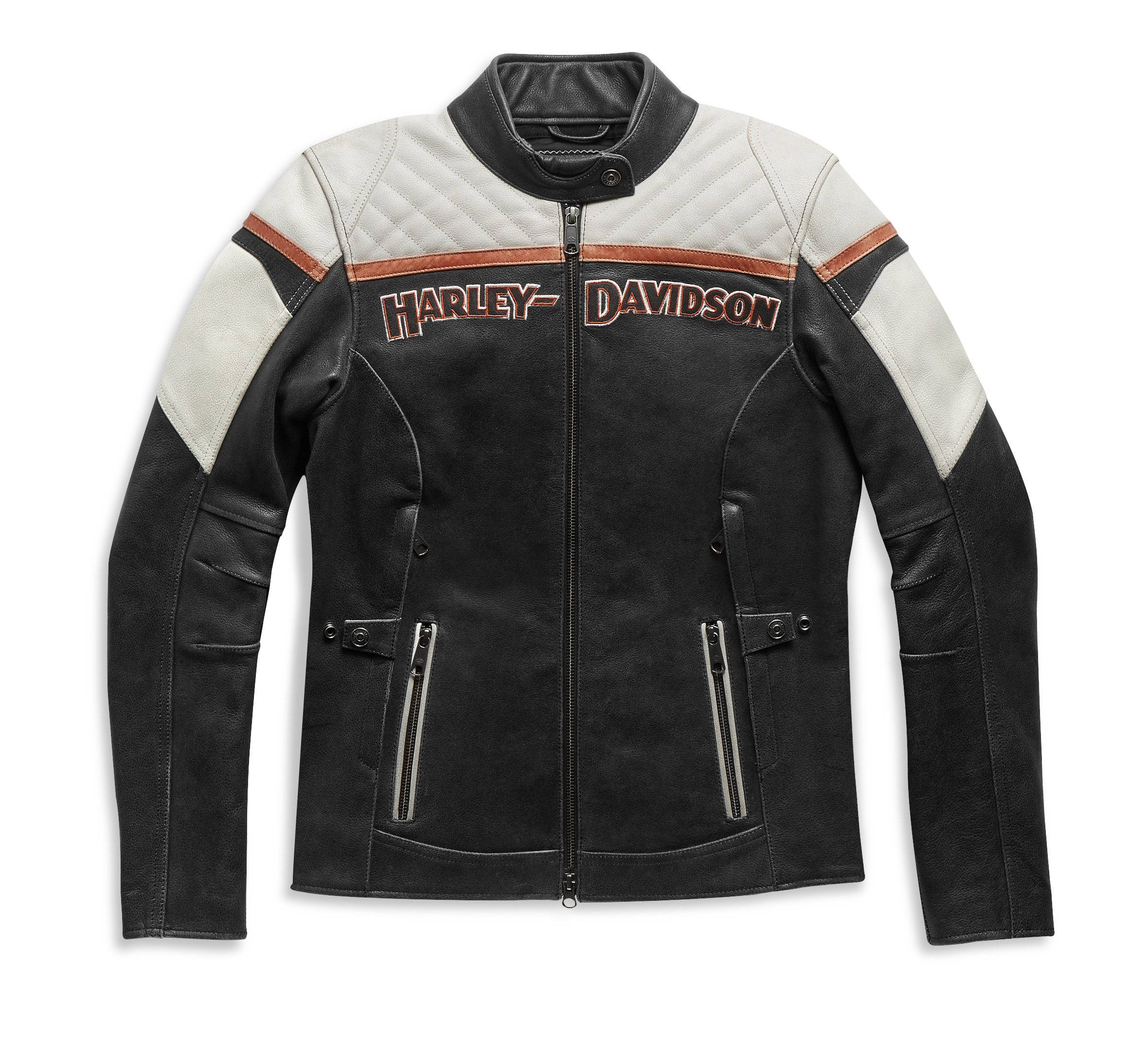 Women's Black Harley Leather Biker Jacket Davidson HD Motorcycle