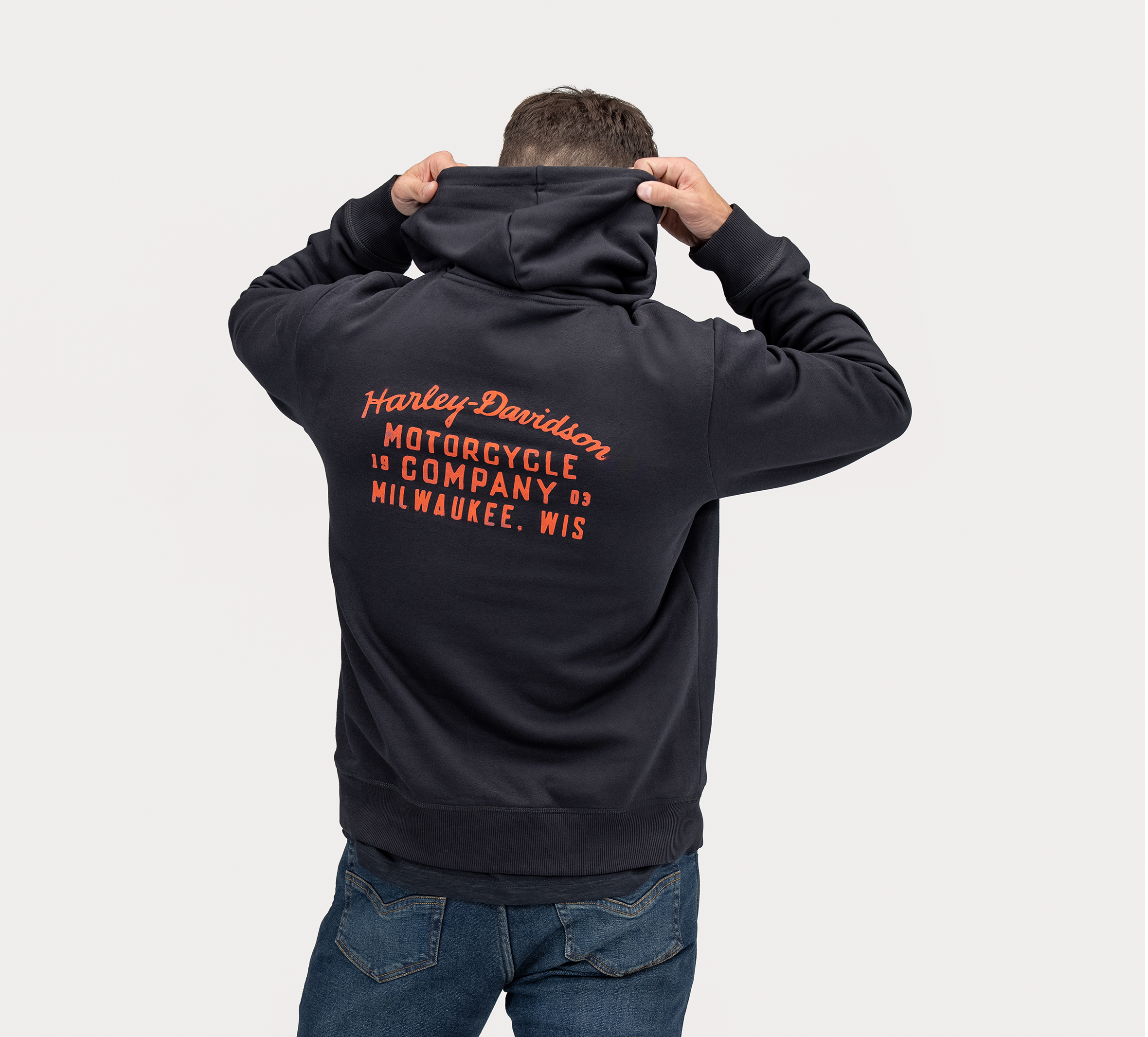 Men's Oil Can Bar & Shield Distressed Pullover Hoodie - Black