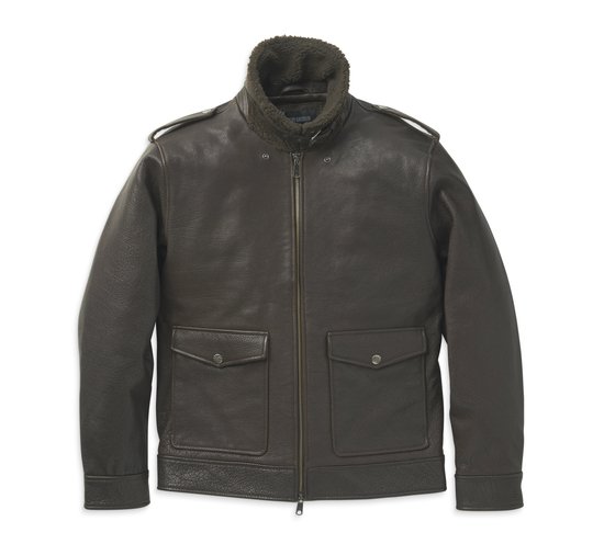Men\'s Auer Sherpa Collar Jacket USA Harley-Davidson Leather 