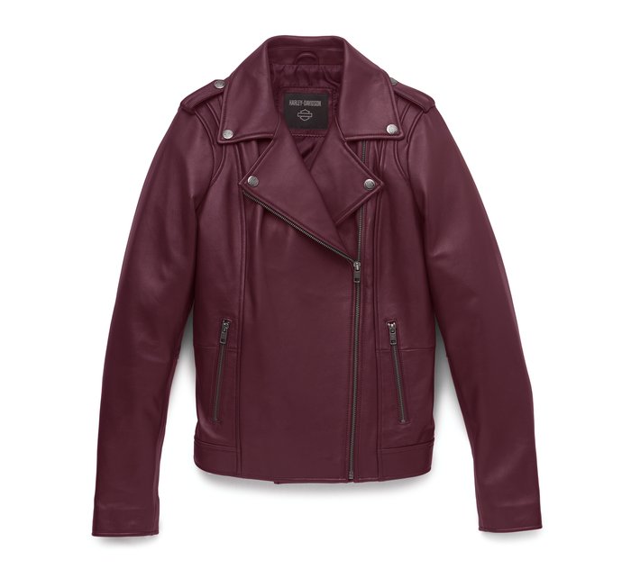 Lisbon Debossed Leather Jacket voor vrouwen. 1