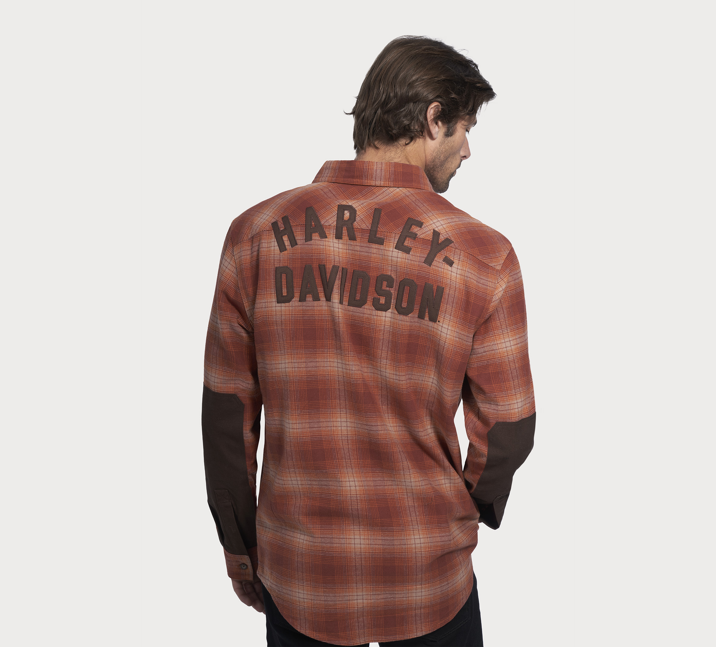 Chemise en flanelle Safari pour hommes Carreaux orange Harley