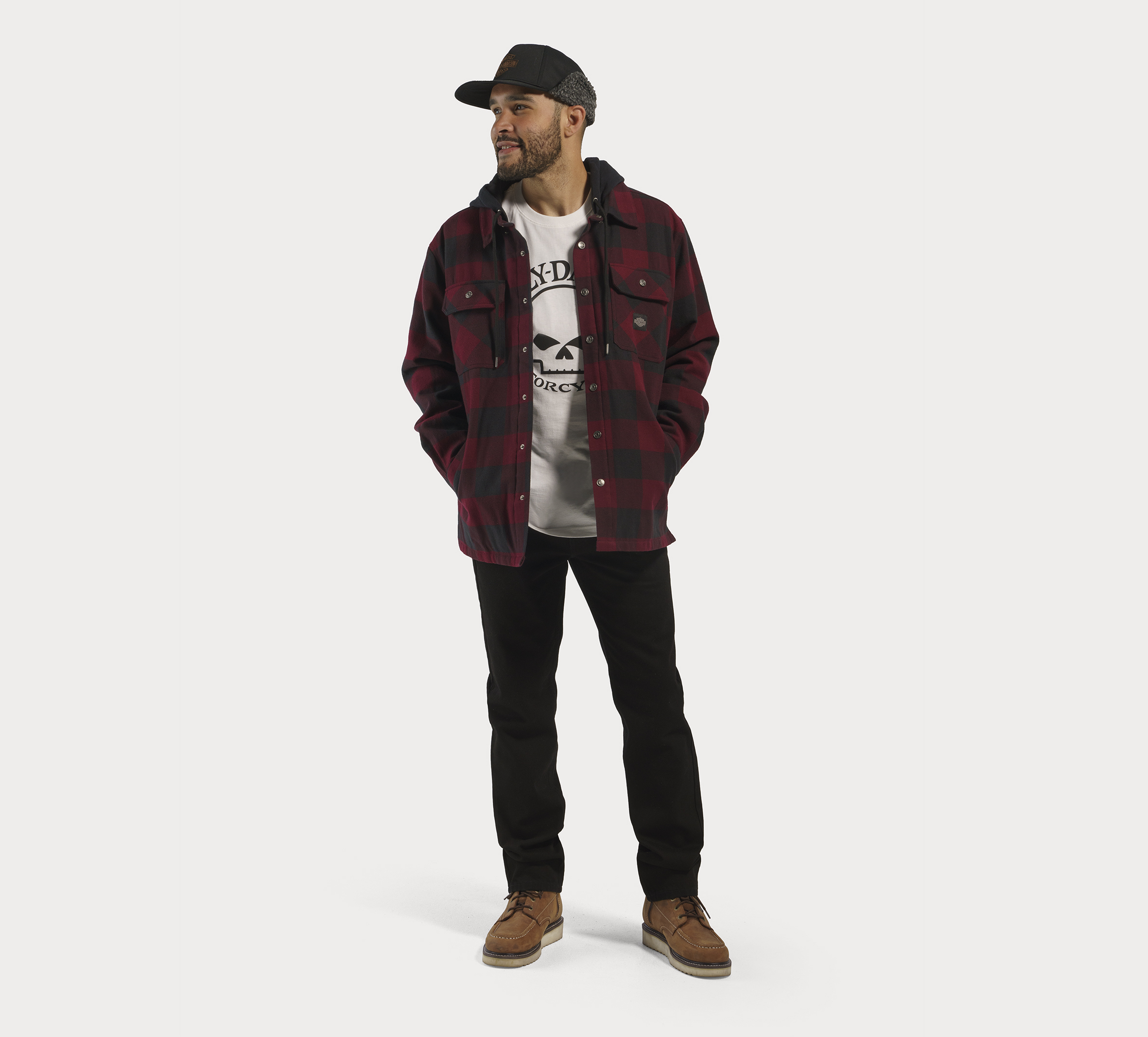 Men's Onwards Hooded Shirt - Red Plaid | Harley-Davidson USA