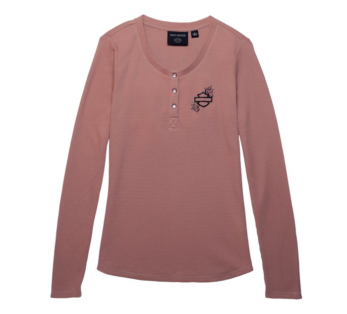 Fireside Roses Thermal Henley para mujer 1