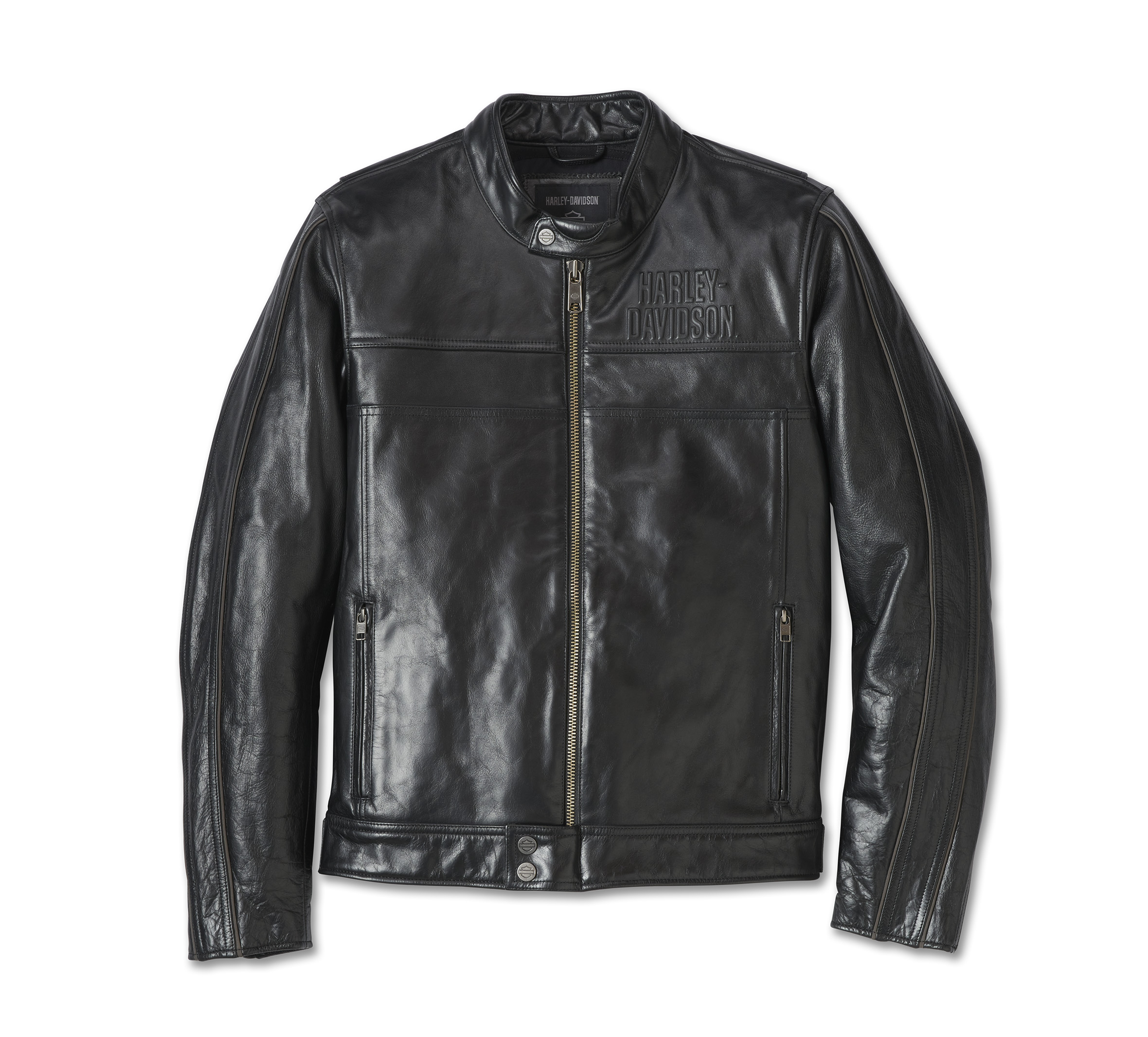 Men's H-D Flex Layering System Café Racer Leather Jacket Outer 
