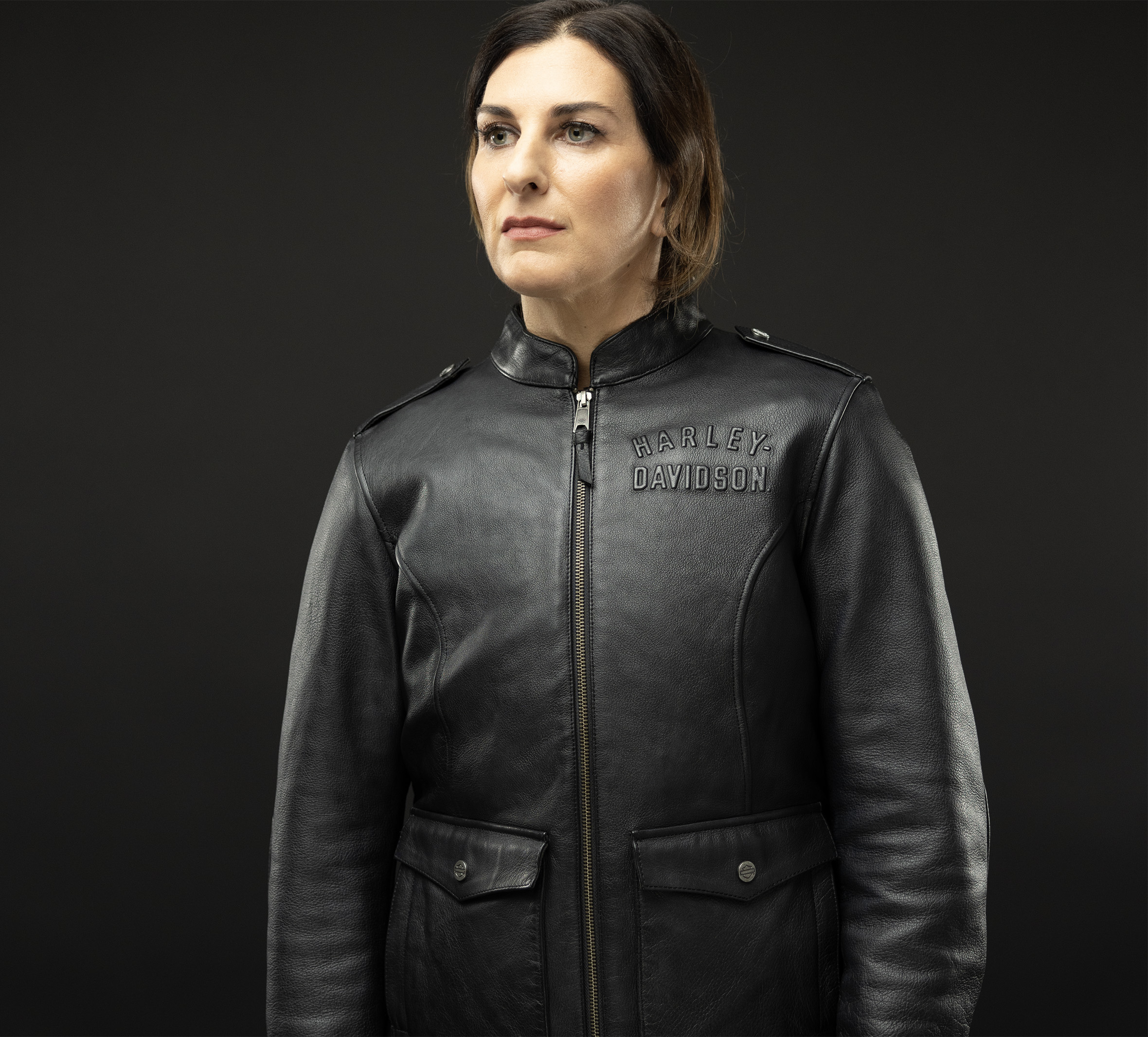 Women's H-D Flex Layering System Captains Leather Riding Jacket 