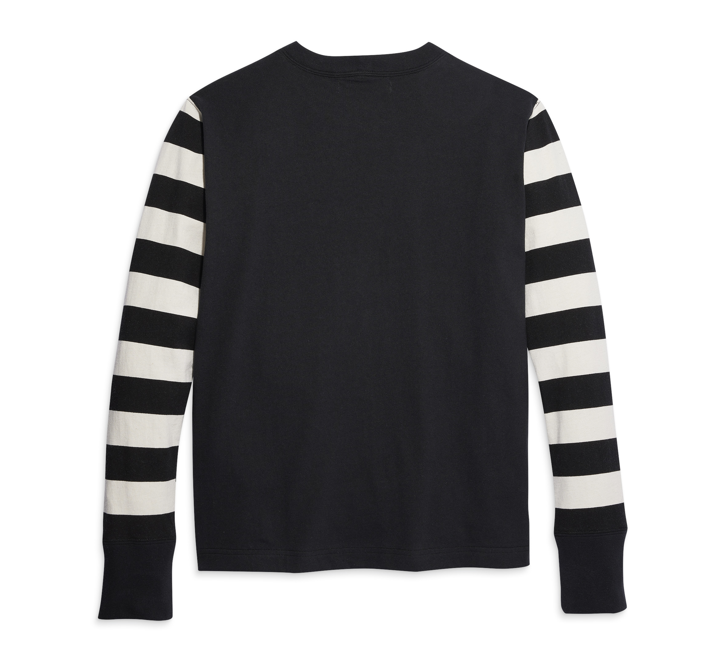 Black long sleeve outlet shirt with white stripes