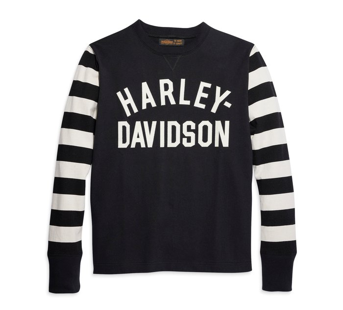 Harley-Davidson Men's Striped Sleeve Jersey, Black Stripe - XL