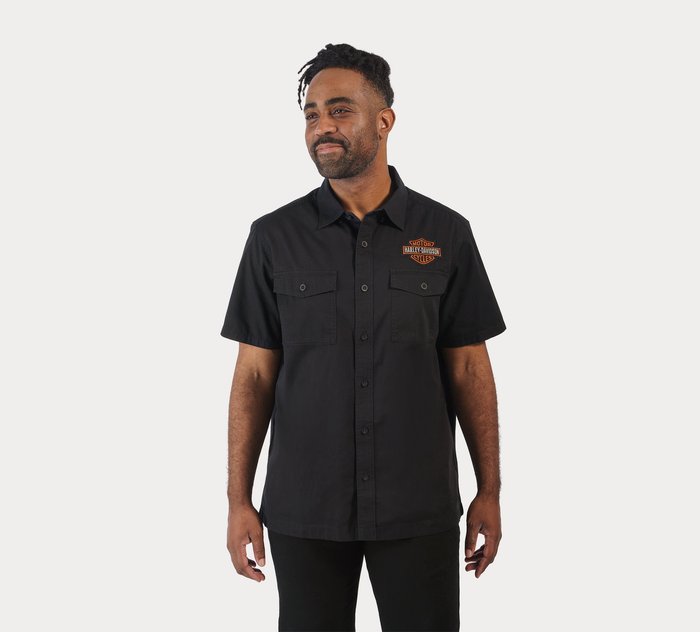 Harley-Davidson Men's Packed B&S Chest Pocket Short Sleeve T-Shirt - Black