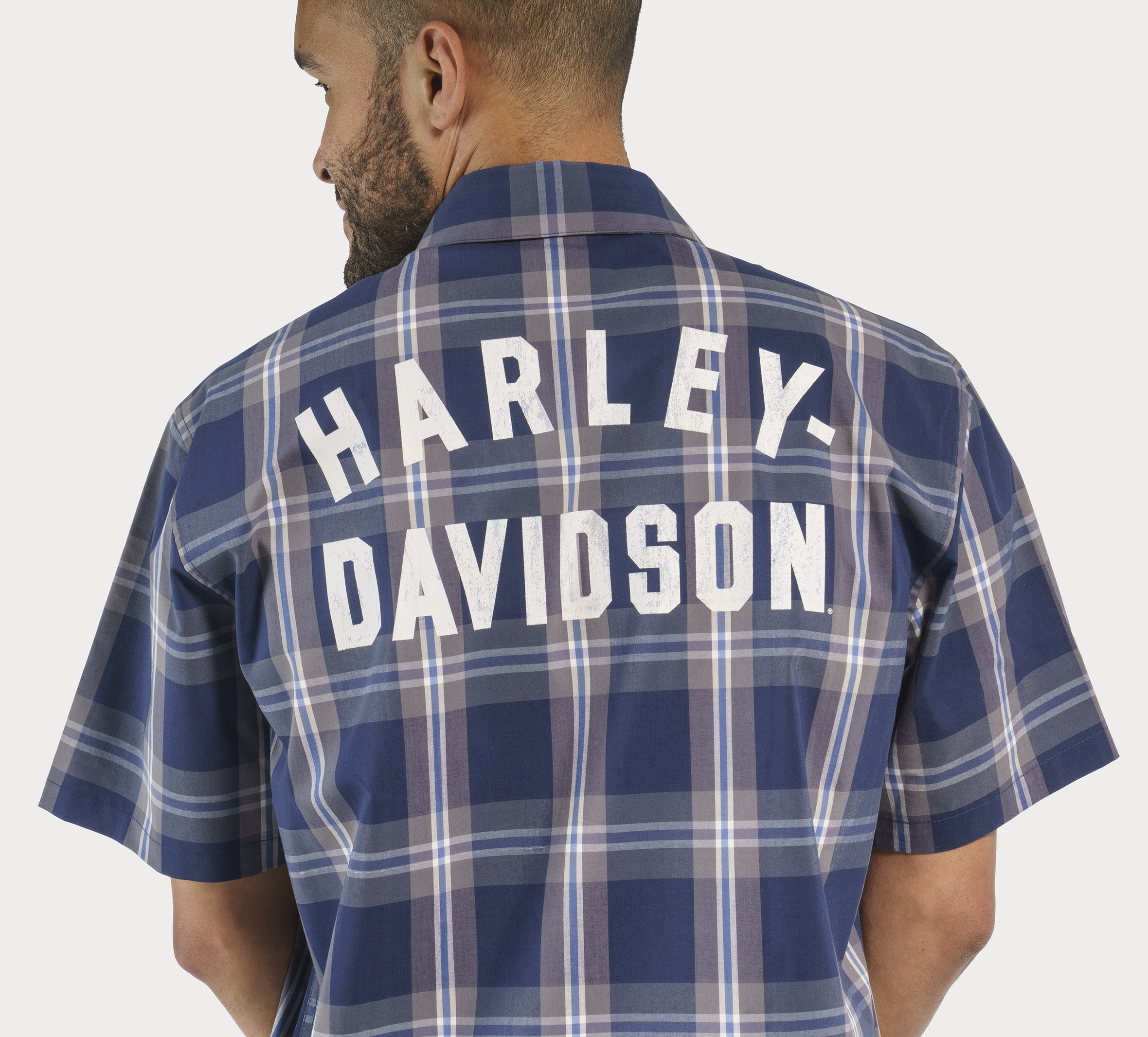 Men's Staple Poplin Shirt - Blue Plaid | Harley-Davidson USA