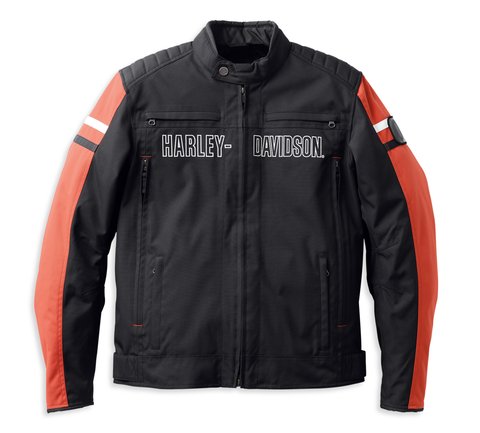 Men's Harley Davidson Classic Black & Orange Motorcycle Leather Jacket –  Zee Leathers
