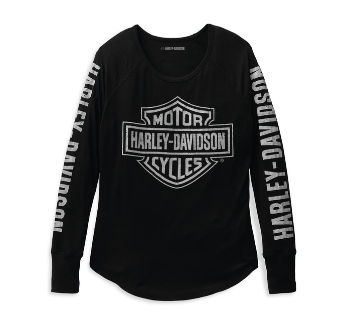 Women\'s Authentic Bar & Rib-Knit Top USA | Harley-Davidson Beauty Shield 2 Black 