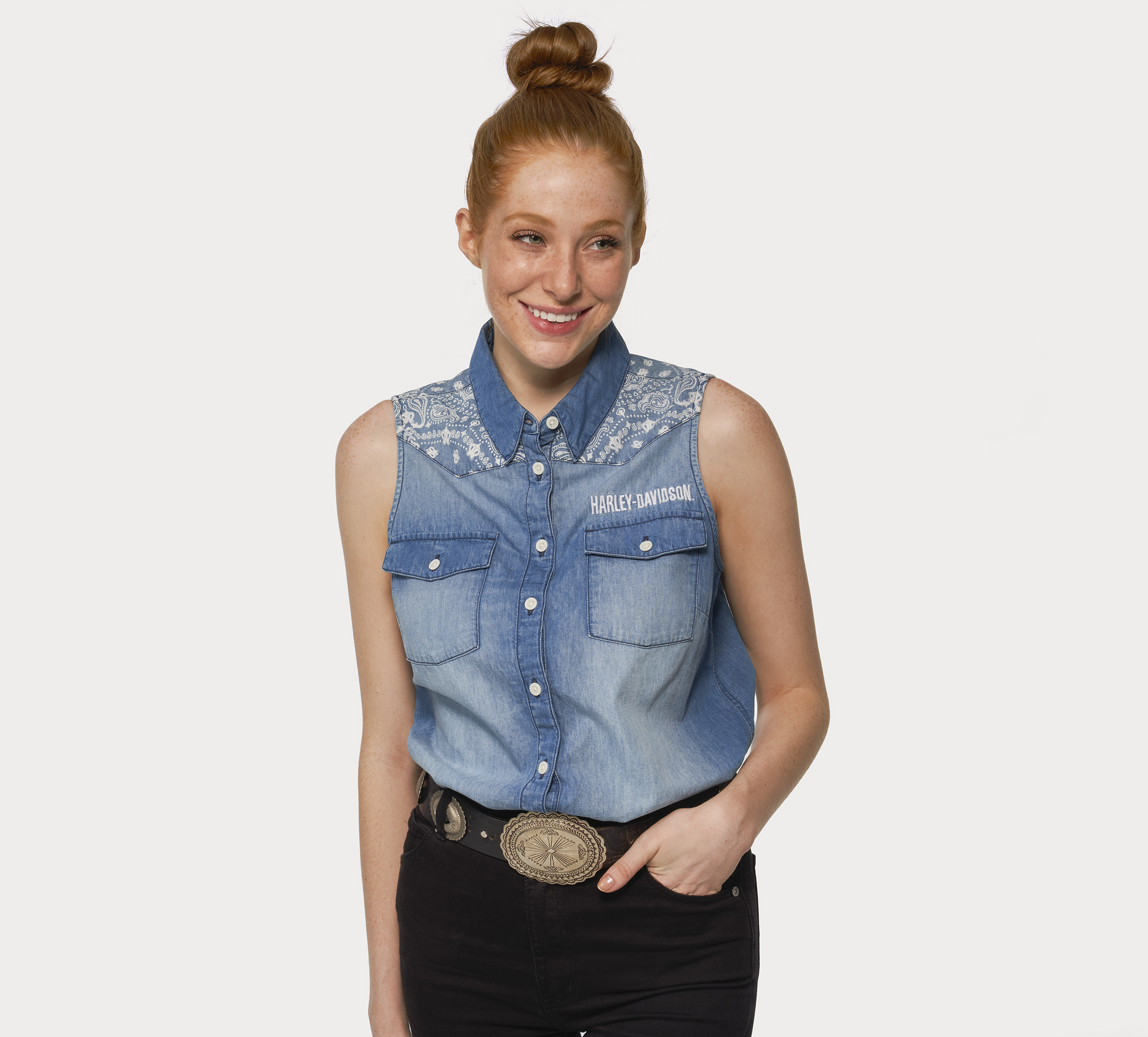 DKNY Jeans Sleeveless Denim Shirt, $69 | DKNY | Lookastic