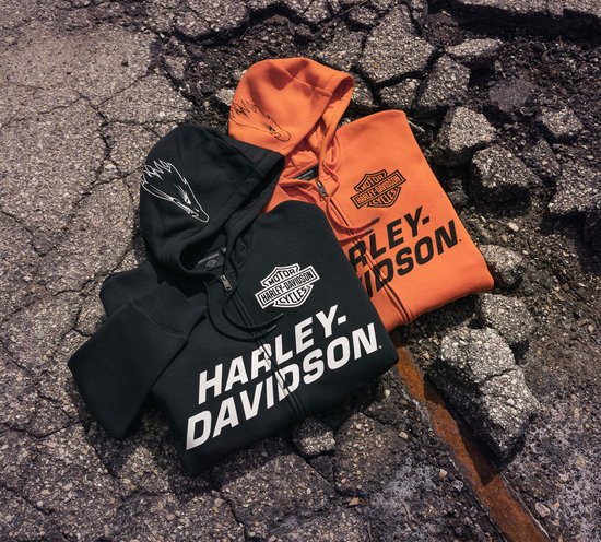 Vintage Harley-Davidson Orange and Black Logo Leather Tote Bag
