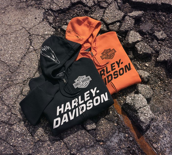 Harley-Davidson Toddler Boy French Terry Zip Hoody, Black/Vintage Orange - 2-3T