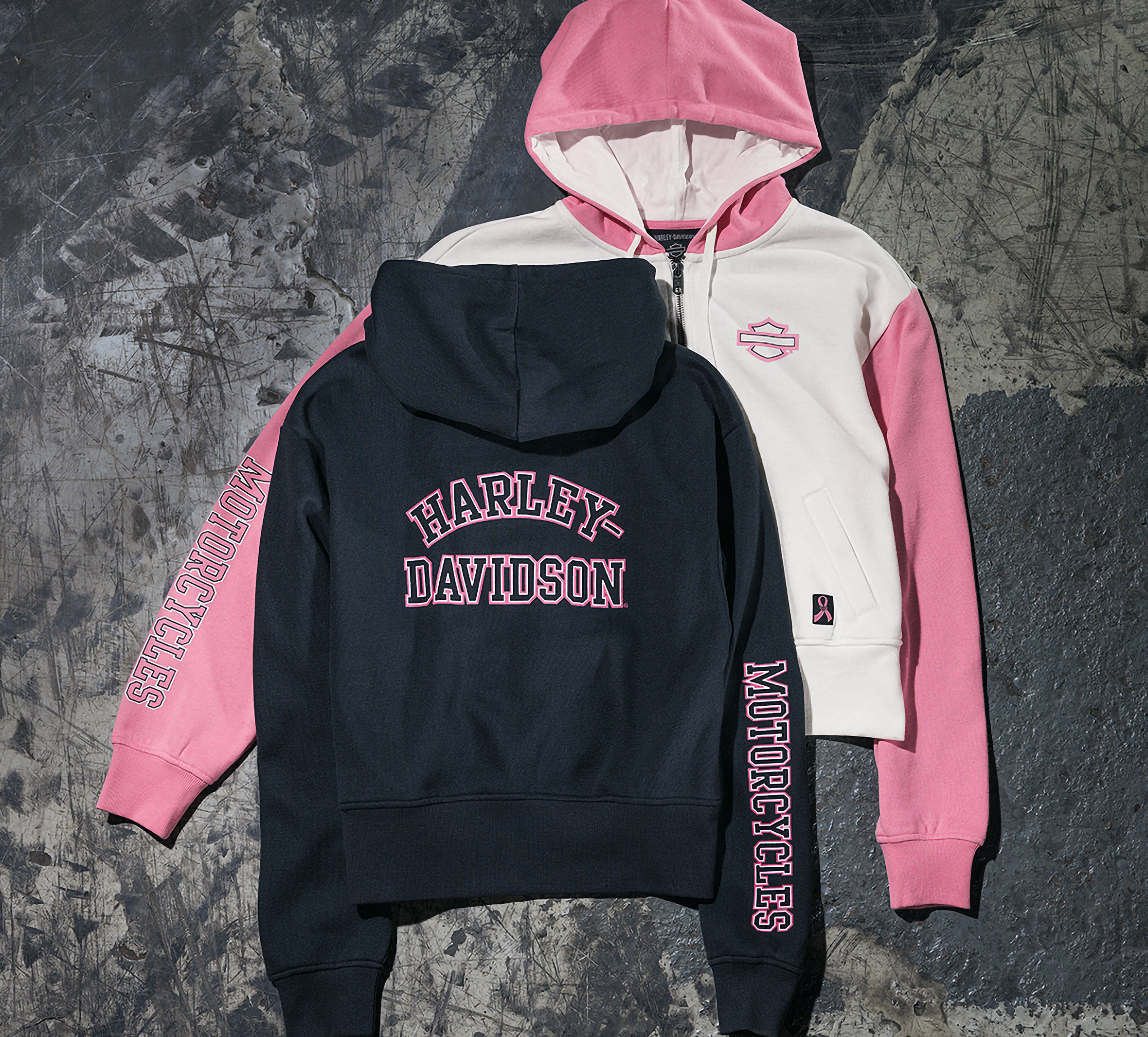 Women's Pink Label Full Zip Hoodie - Colorblocked - Cloud Dancer 