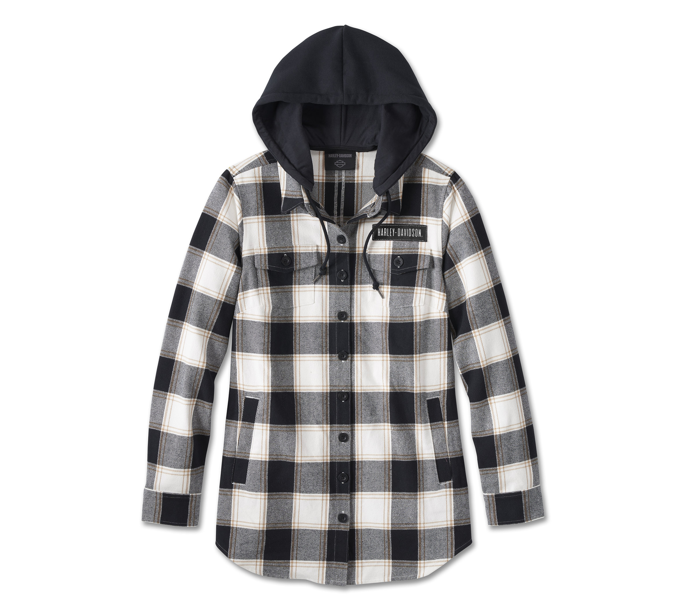 Women's Thrill Seeker Tunic with Removable Hood - YD Plaid - Black ...