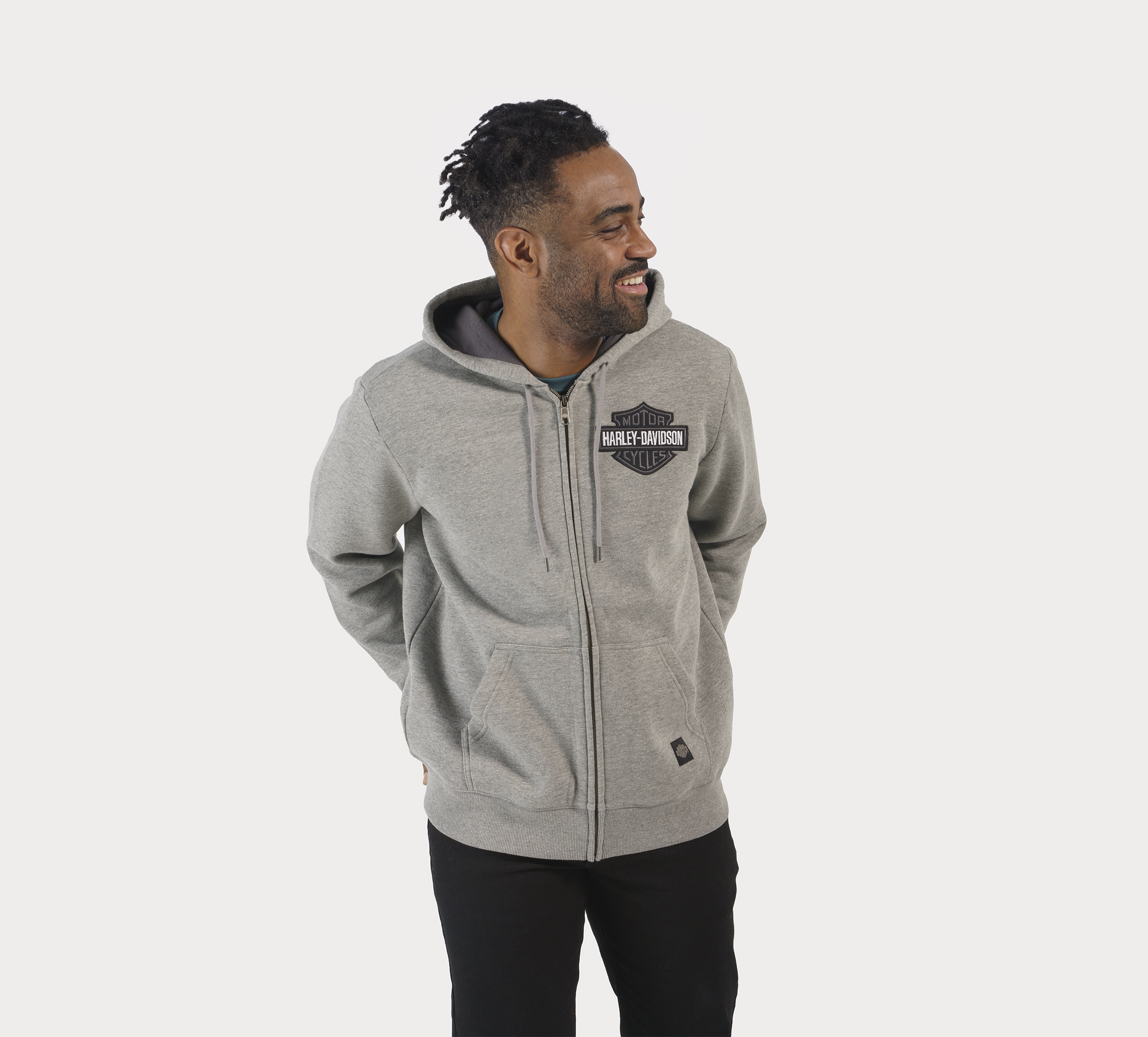 Men's Bar & Shield Revolution Zip-Up Hoodie - Charcoal Grey