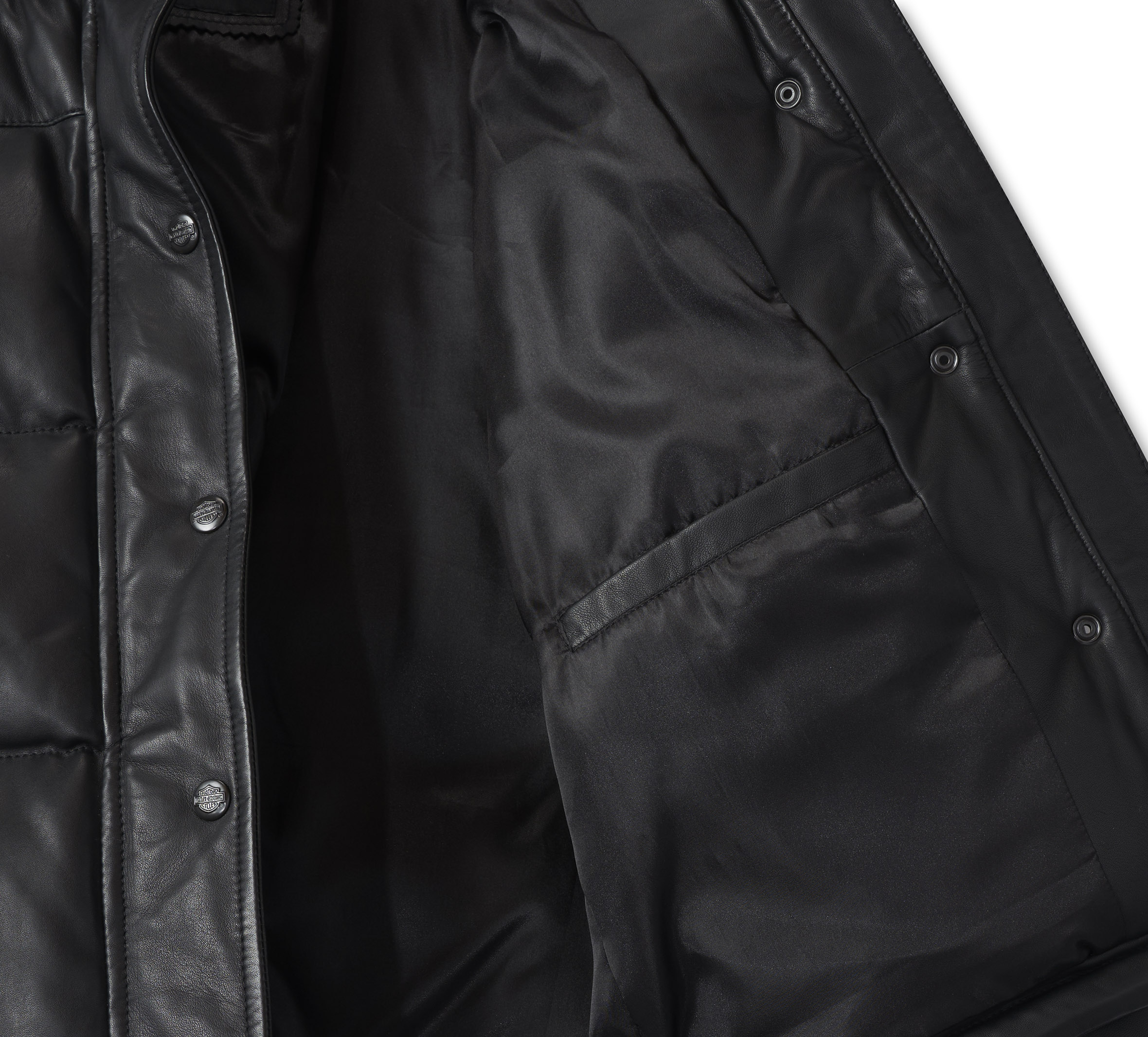 Women's Blacked Out Leather Puffer Jacket | Harley-Davidson USA