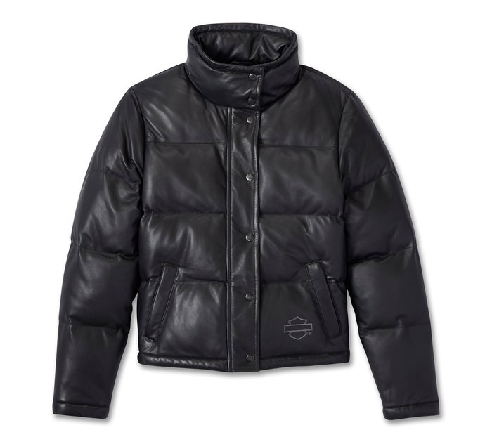 Blacked Out Leather Puffer voor vrouwen 1