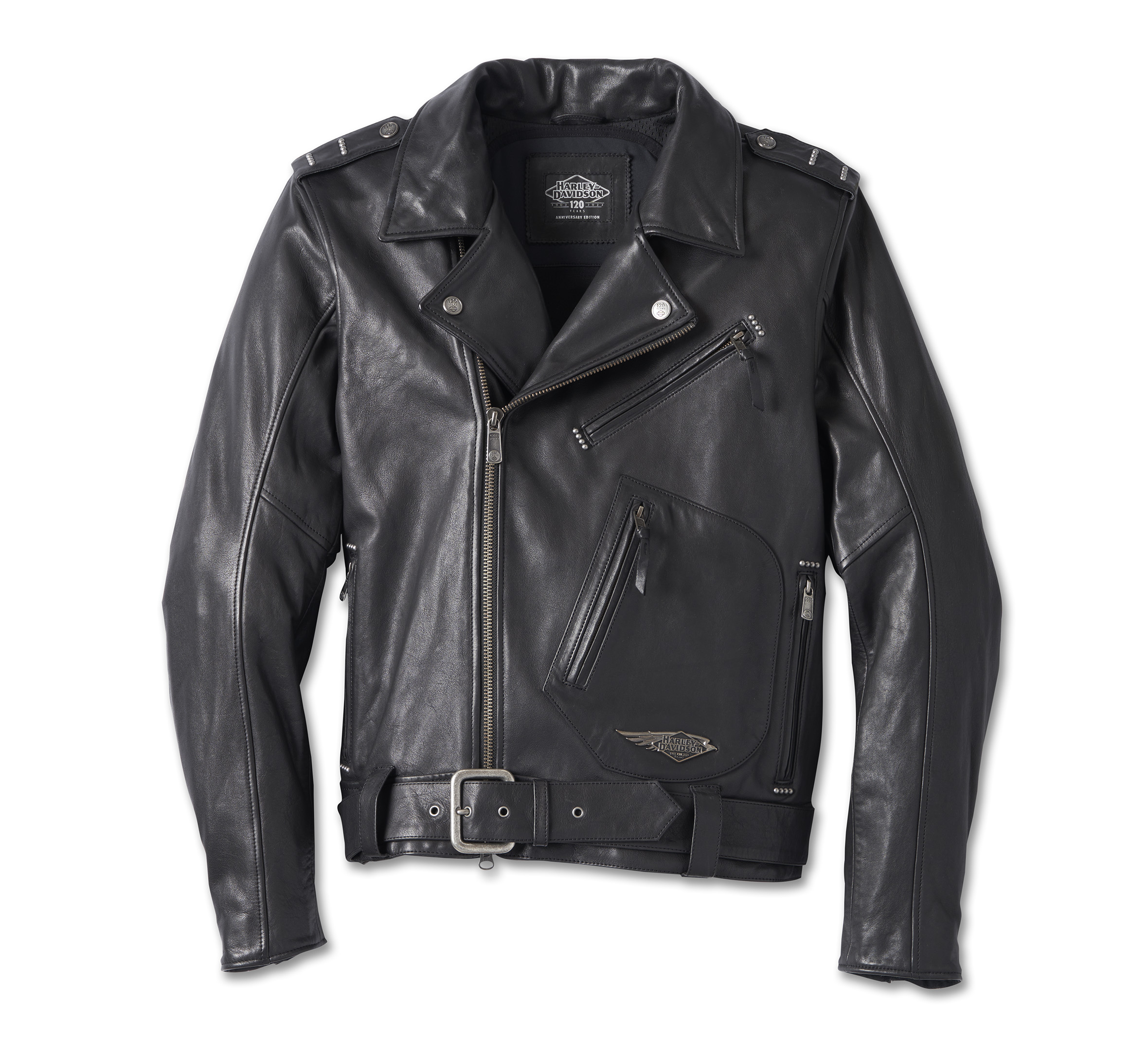 Asymmetrical Biker Leather Jacket Chains Men - Jackets Expert