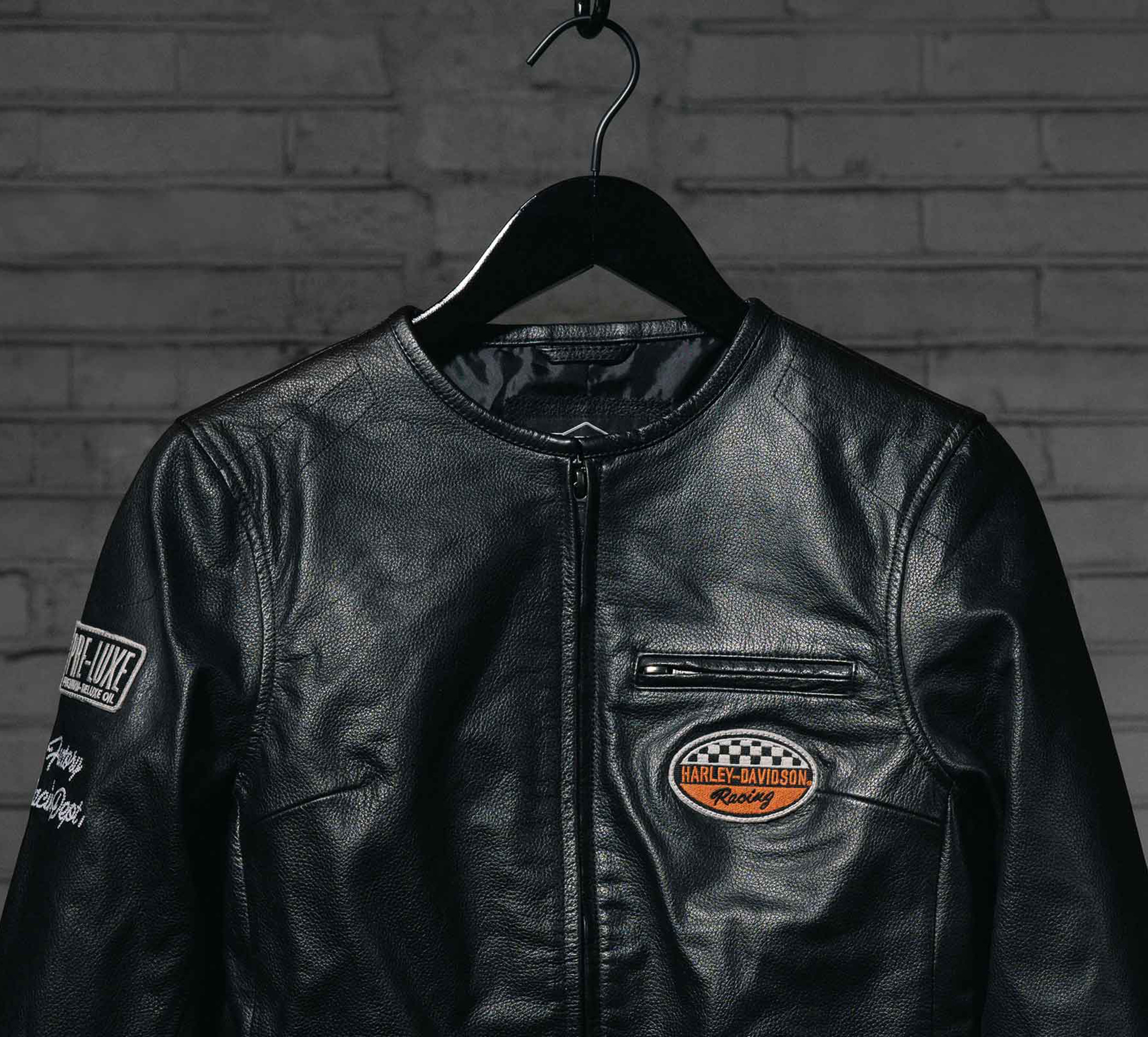 Blouson en cuir 120th Anniversary Cafe Racer pour femmes Noir