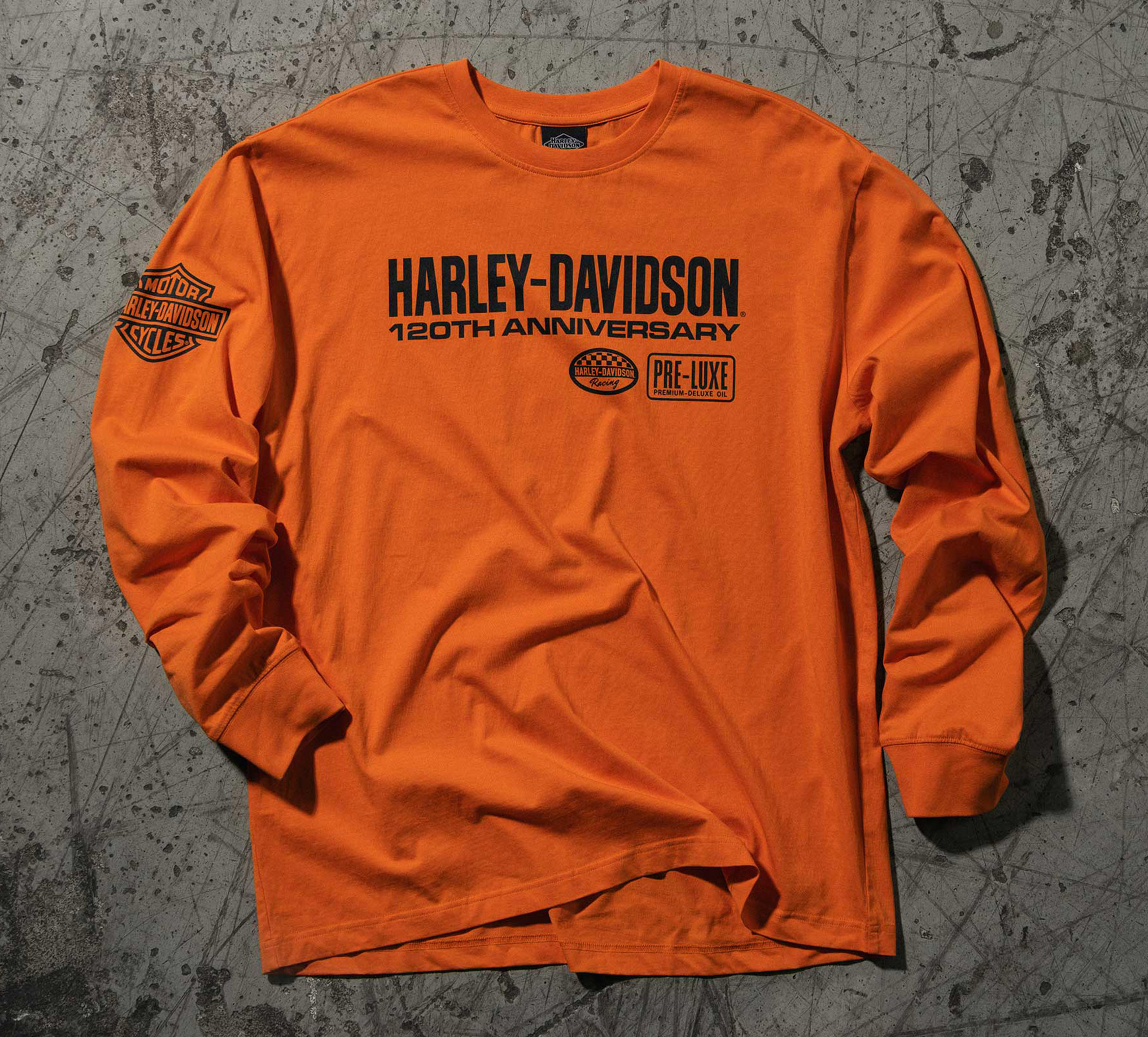 Men's 120th Anniversary Long Sleeve Tee - Harley Orange | Harley