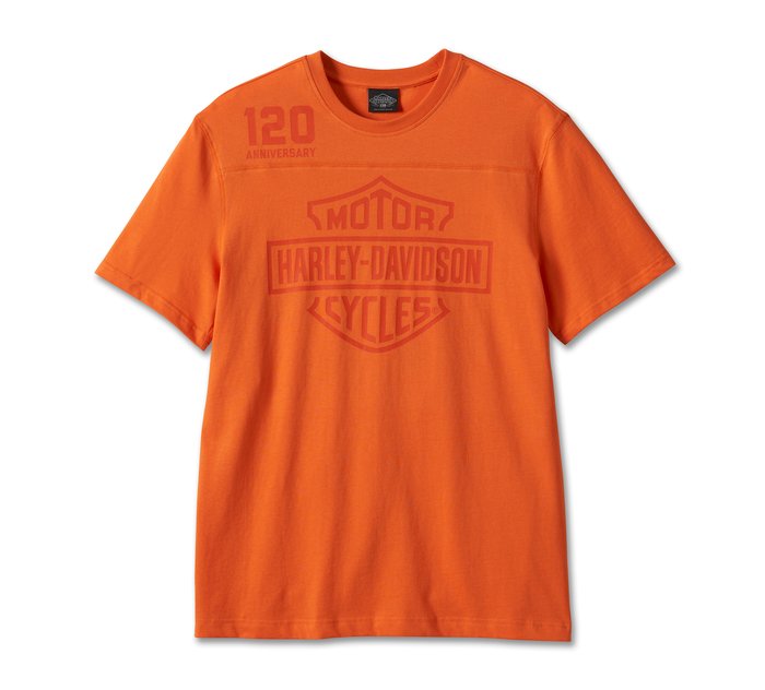 Tee-shirt orange 120th Anniversary Harley-Davidson homme - Motorcycles  Legend shop