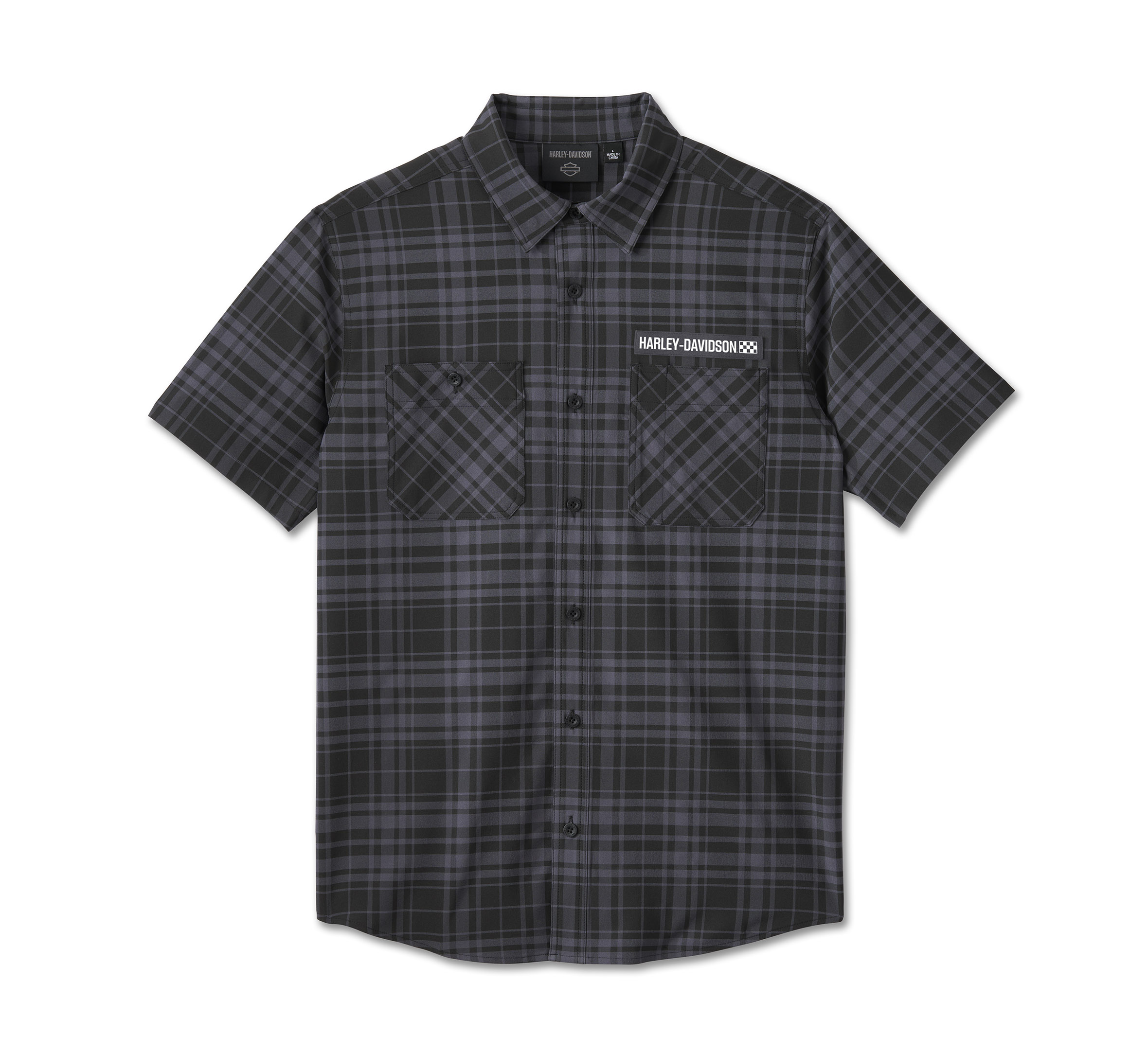 Men's Enduro Short Sleeve Performance Plaid Shirt - Black Plaid 