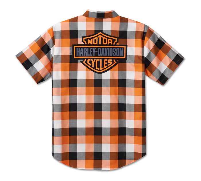 NATURAL GEAR Mens Fishing Shirt XL SS Lined Vented Nylon Cream Tan Orange  Plaid