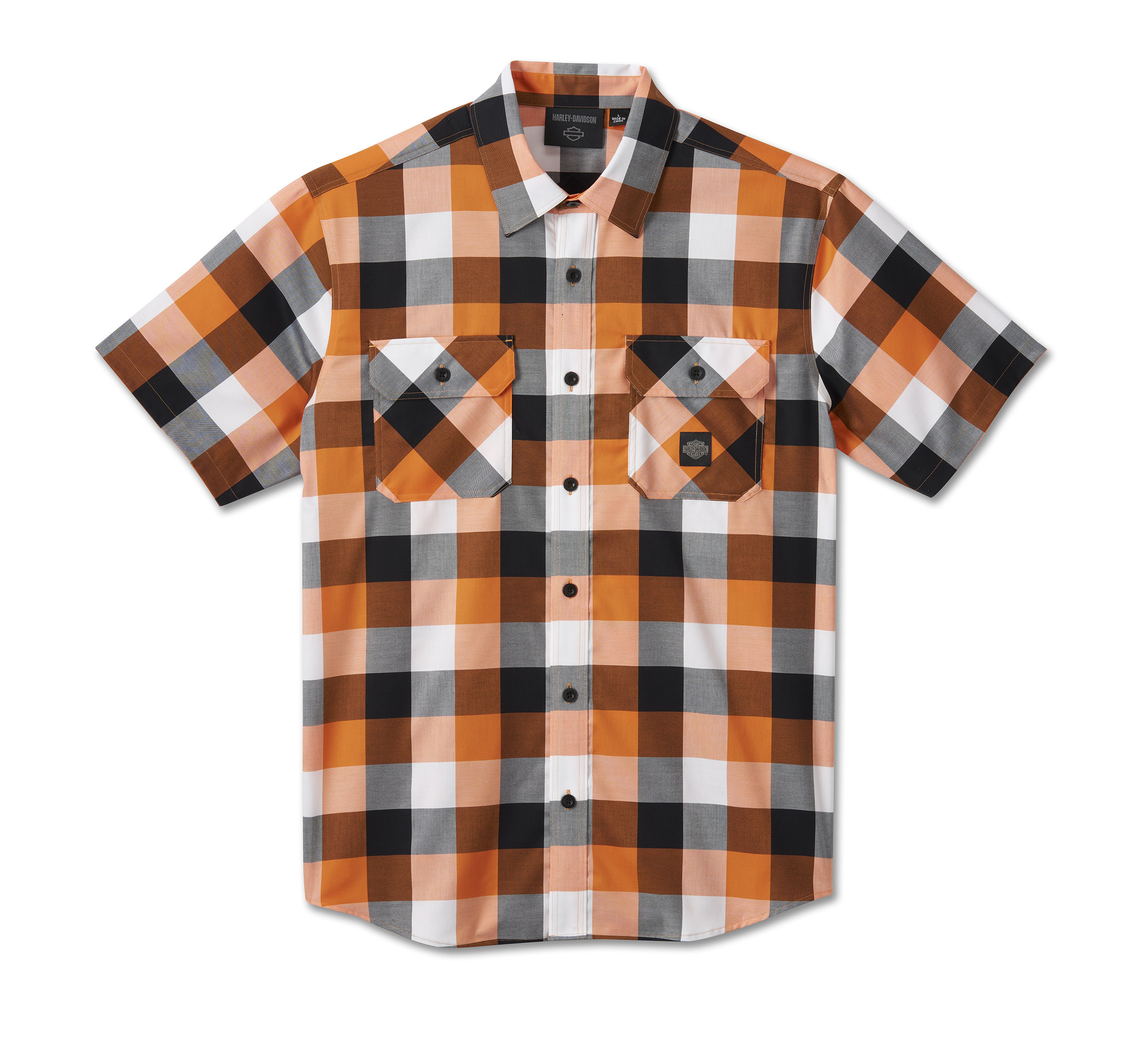 The North Face Shirt Men XL Orange Plaid Short Sleeve Button Up Cotton 00565