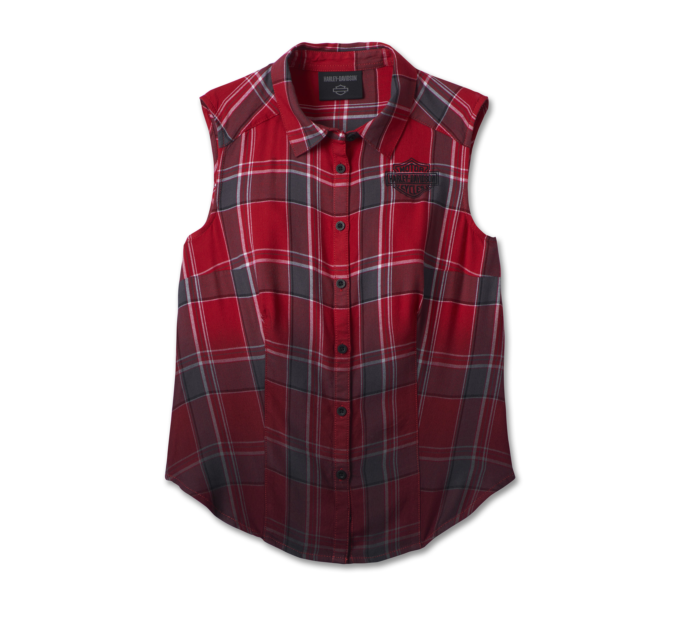 Women's Simmering Sleeveless Shirt - YD Plaid - Bold Red | Harley-Davidson  USA