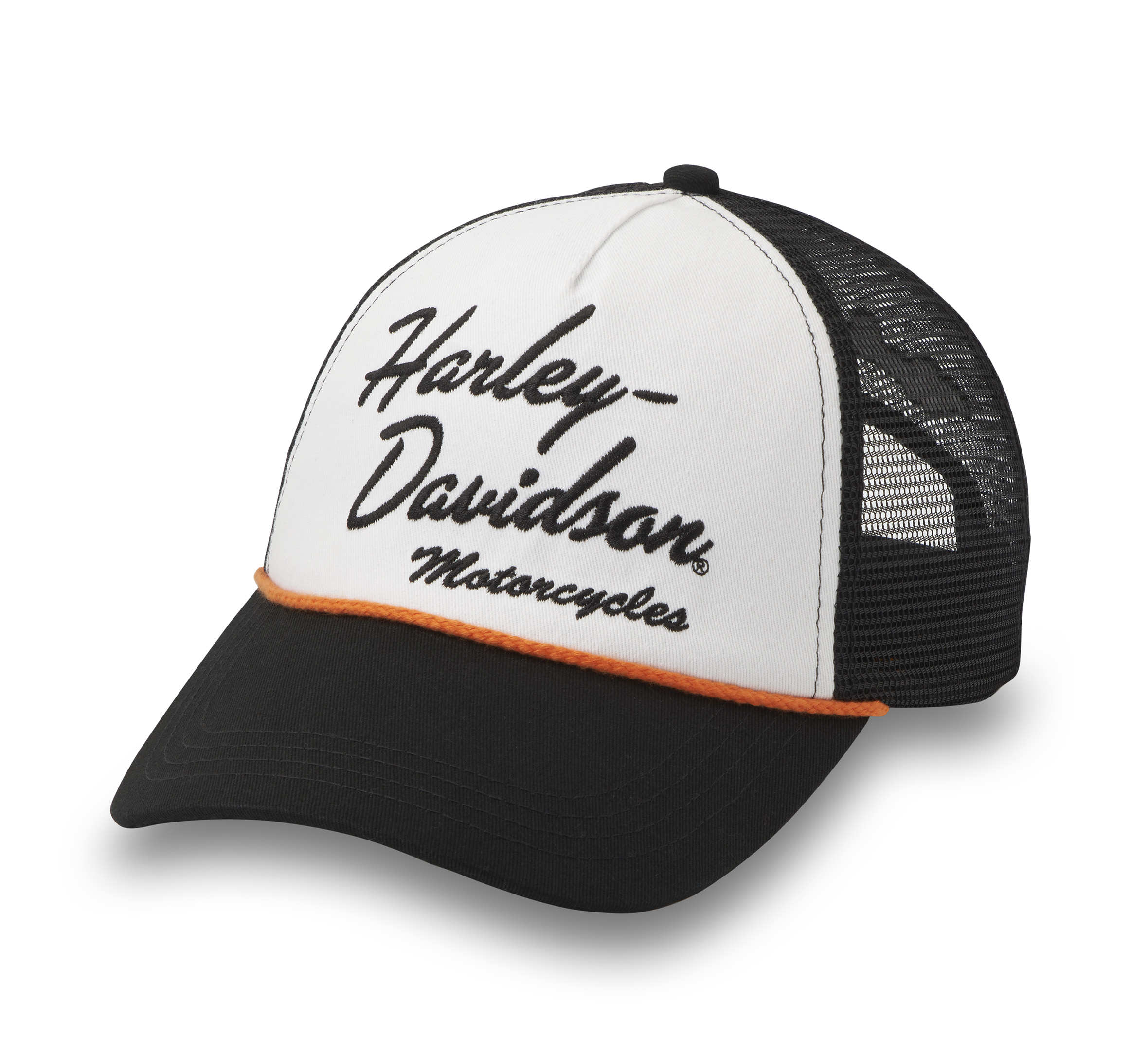 Harley-Davidson Script Trucker Cap - Colorblocked - Bright White 