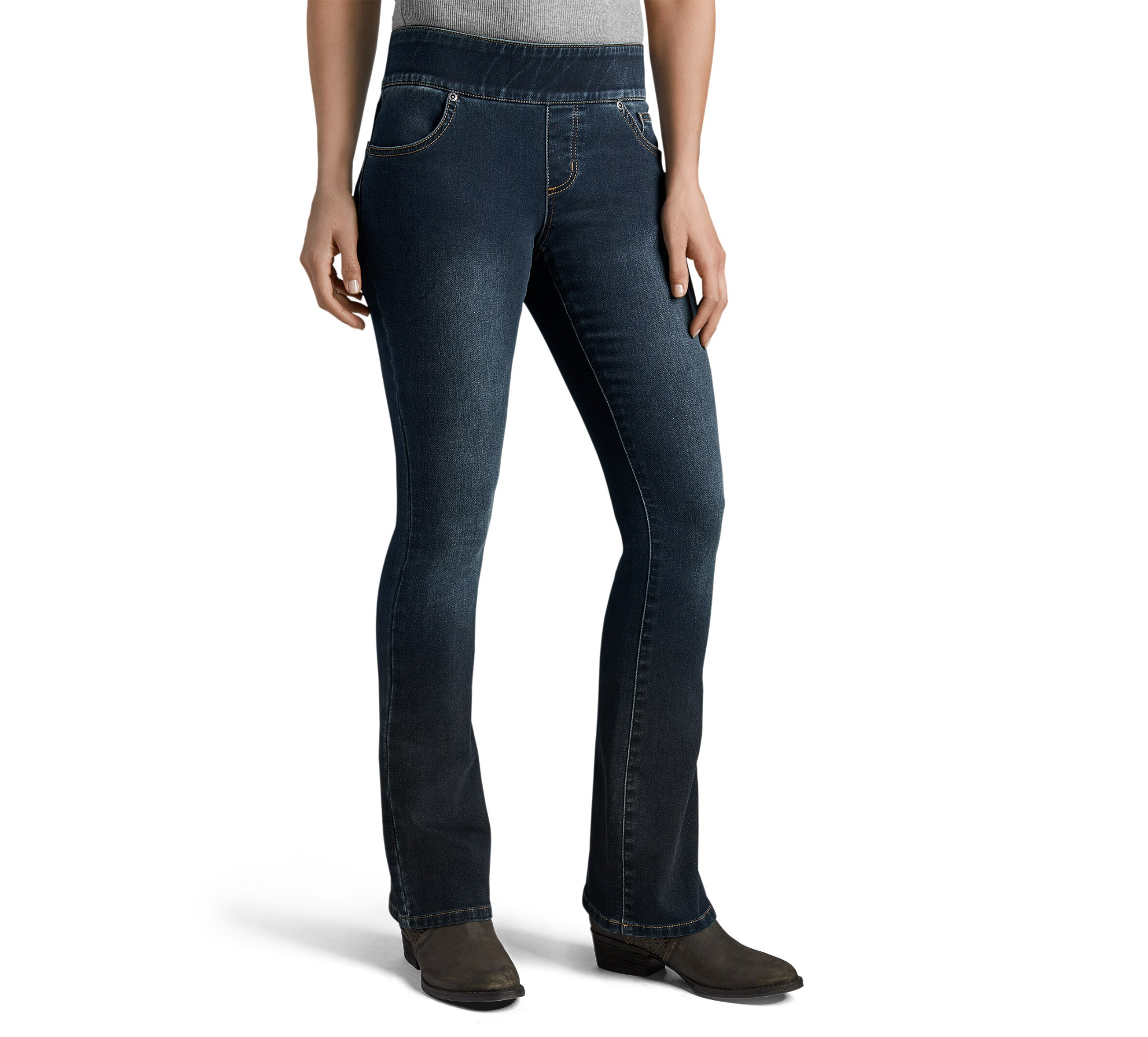 women's blue jeans with elastic waistband