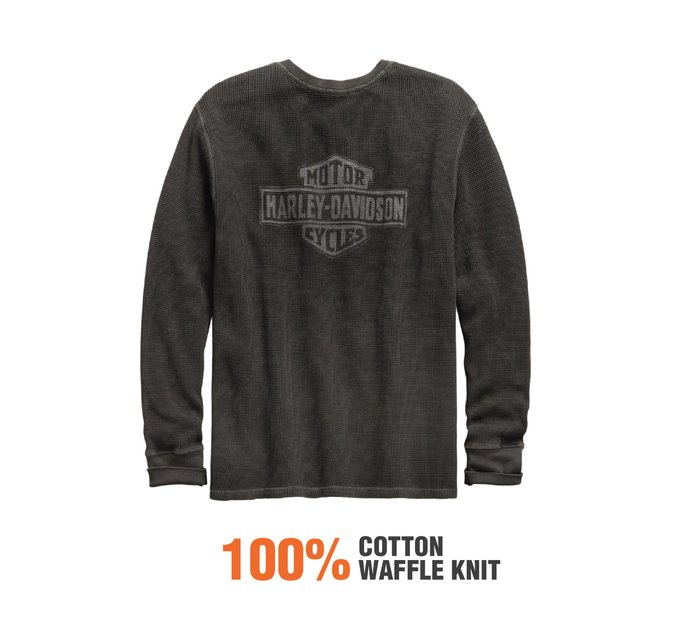 Men's 100% Cotton Waffle Knit Henley