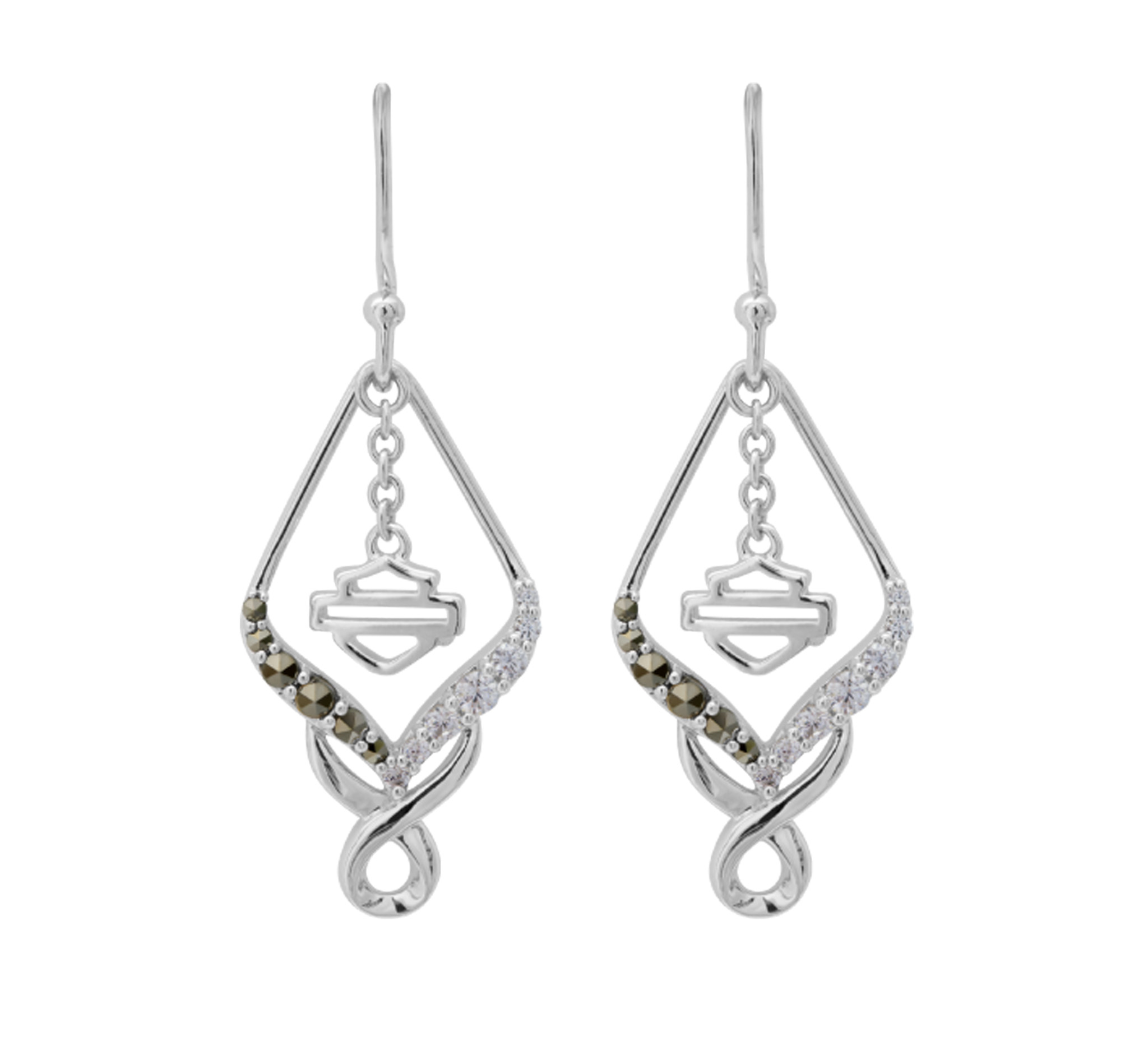 diamond drop triple flame twisted vine earring