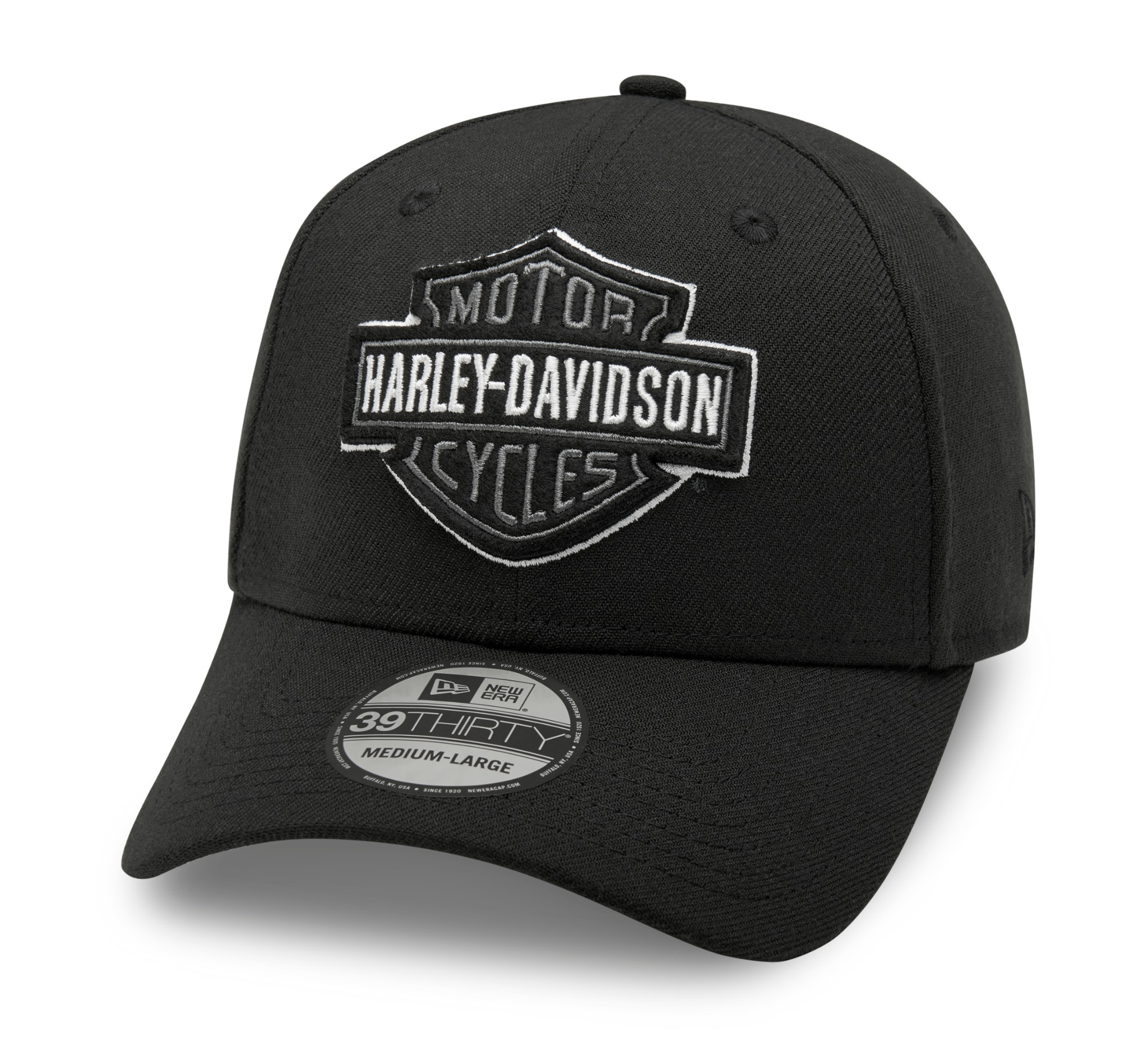 Harley-Davidson Men's Tonal Logo 39THIRTY Cap, Black - Medium