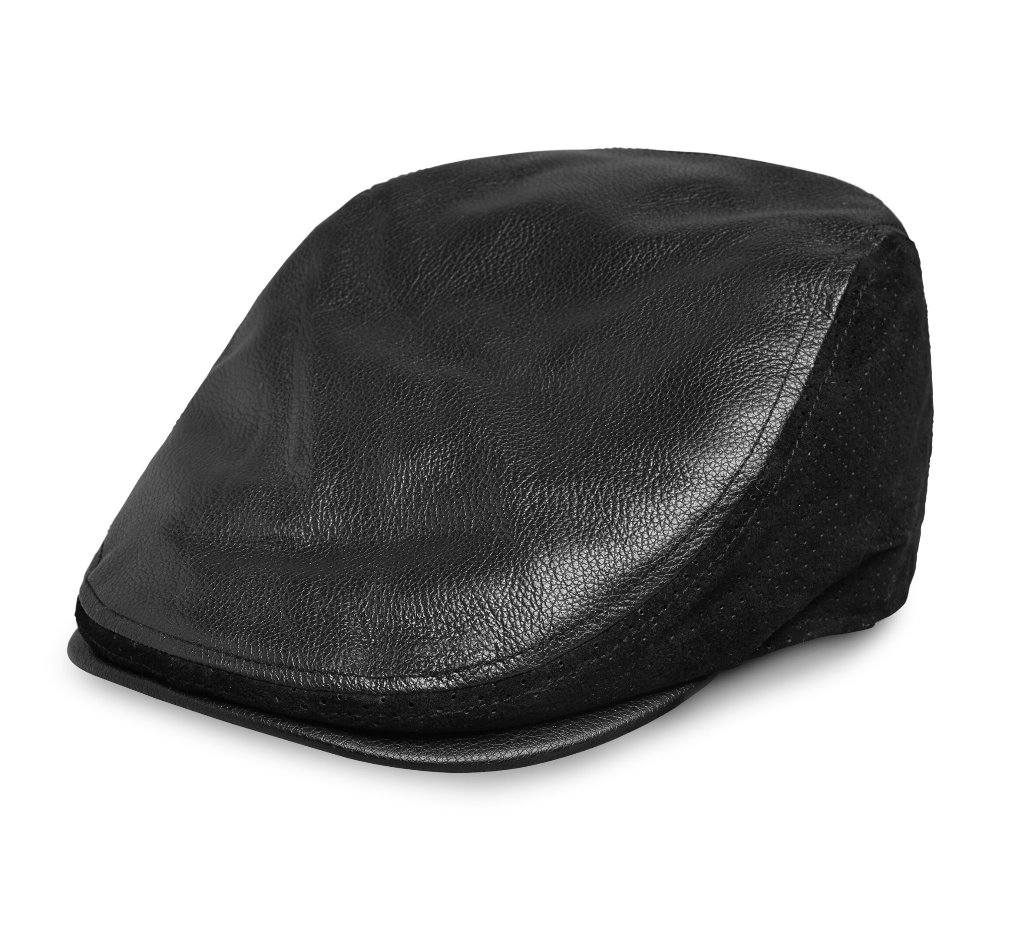 black leather ivy cap