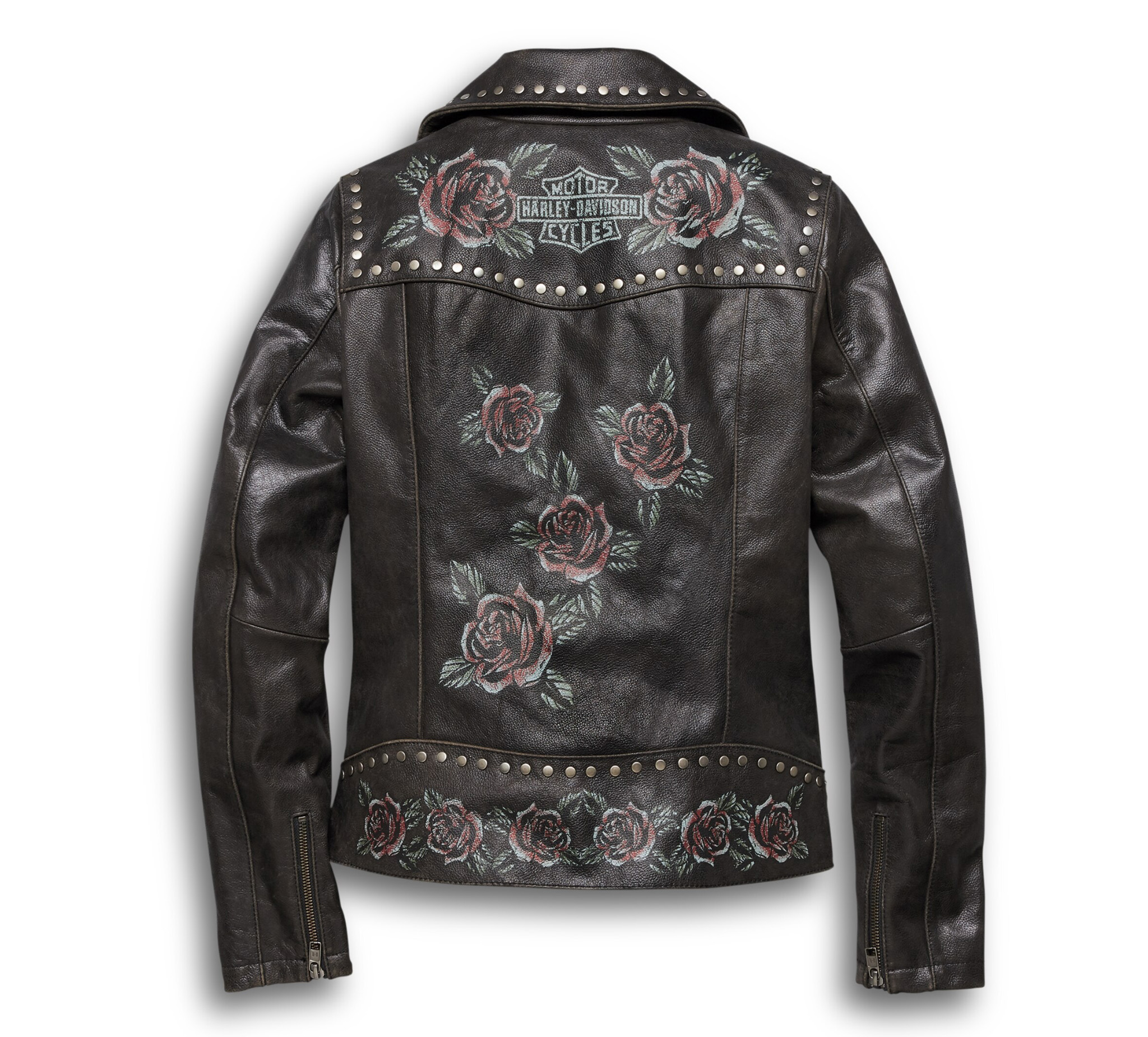 Women's Roses u0026 Studs Leather Biker Jacket | Harley-Davidson Europe
