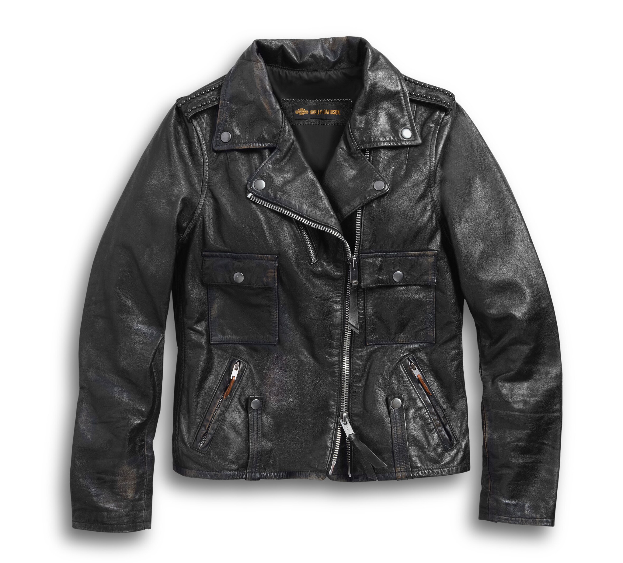 Women S Wild Distressed Leather Biker Jacket 98017 18vw Harley Davidson Usa