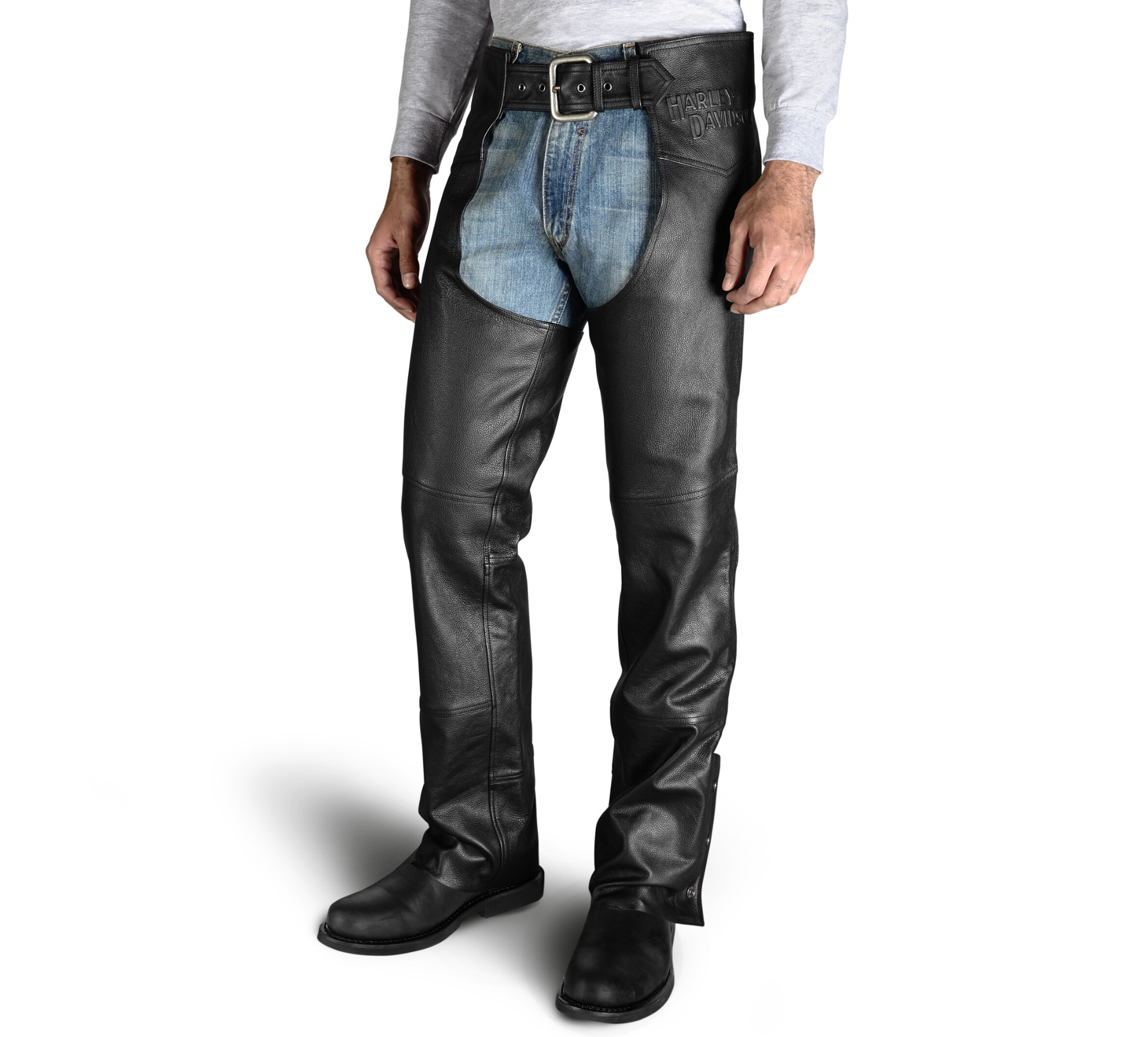 harley davidson Black leather pant size 34 / 6 Flare Laced Sides