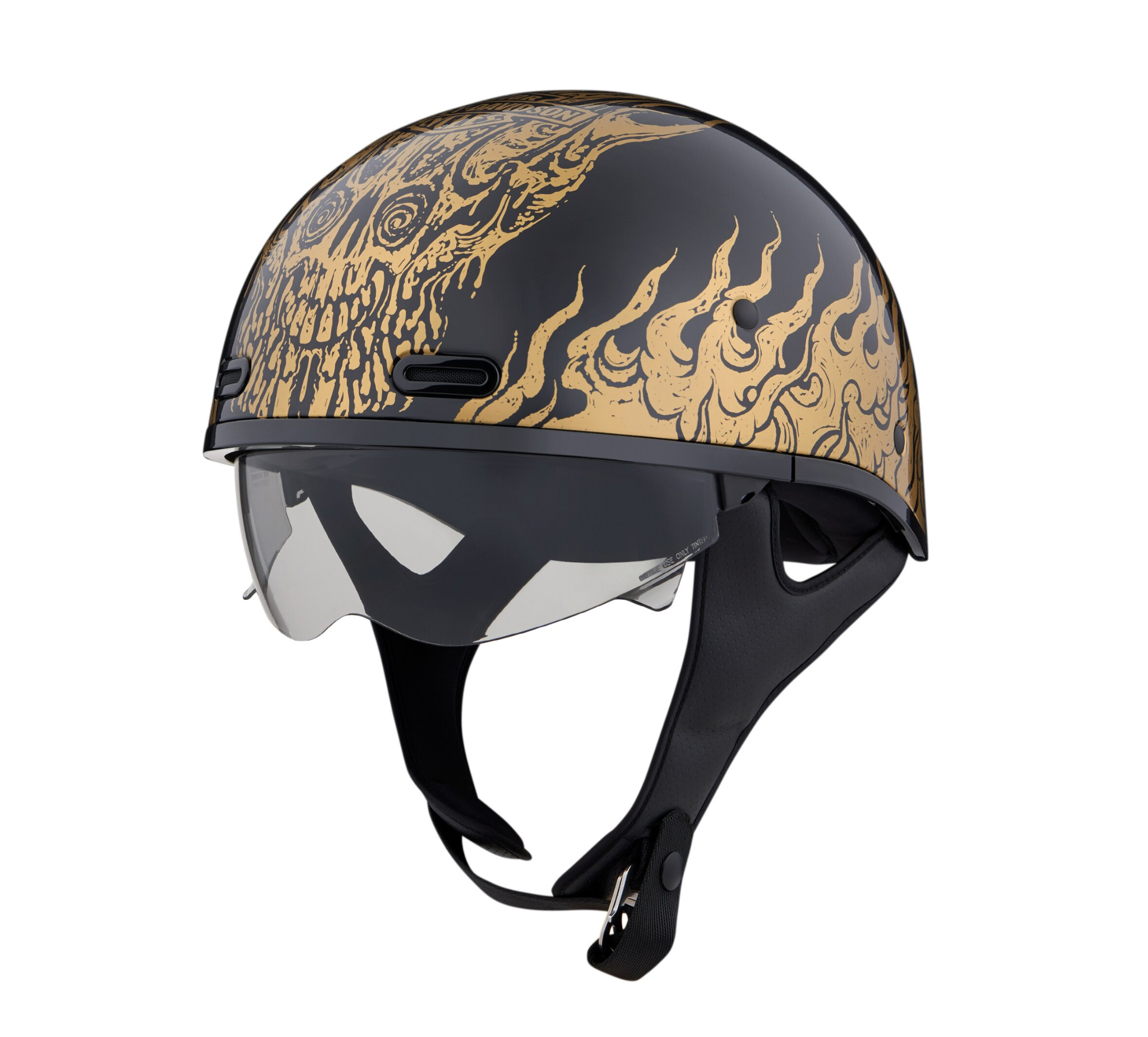 gold half helmet