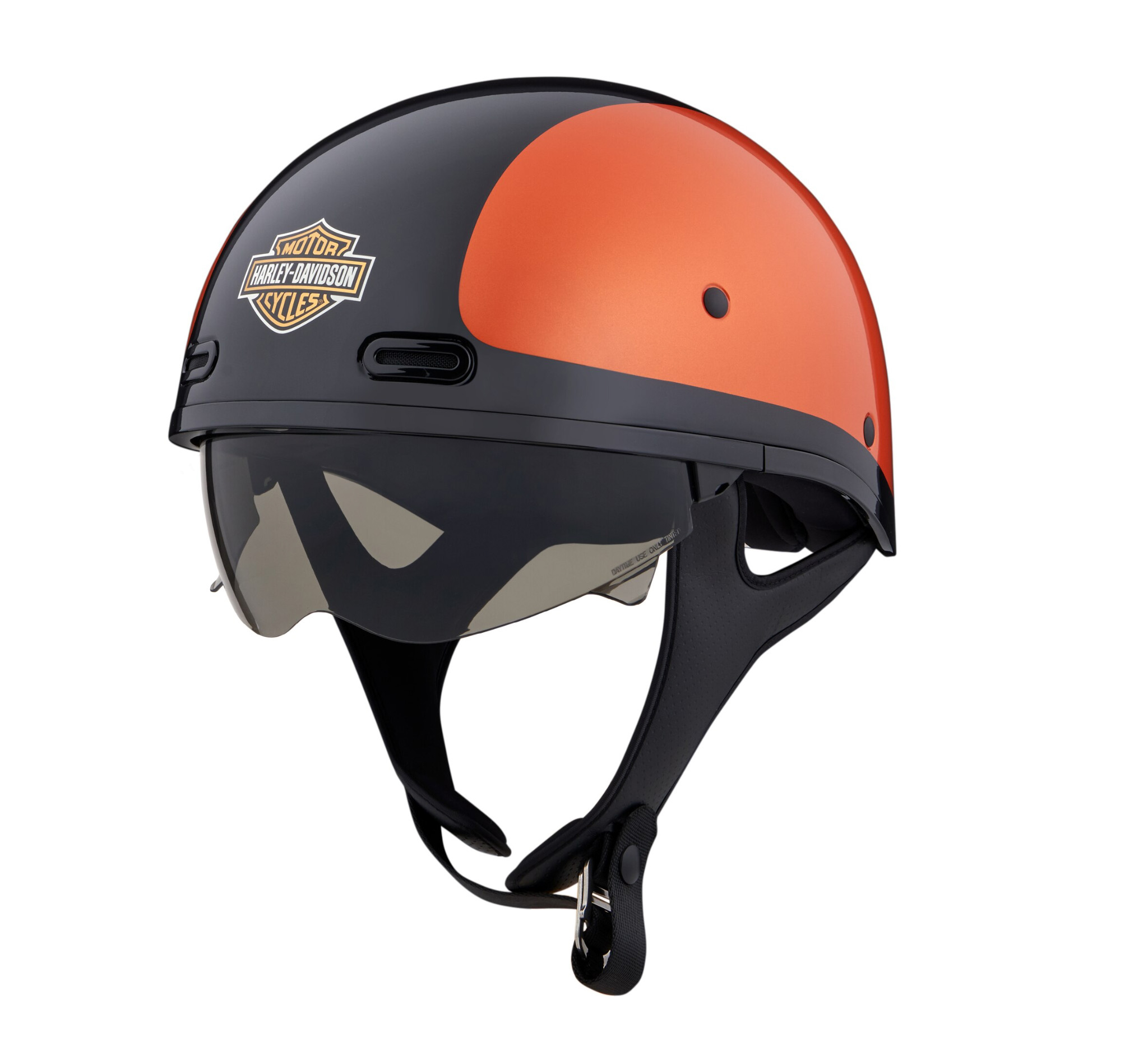 orange harley helmet