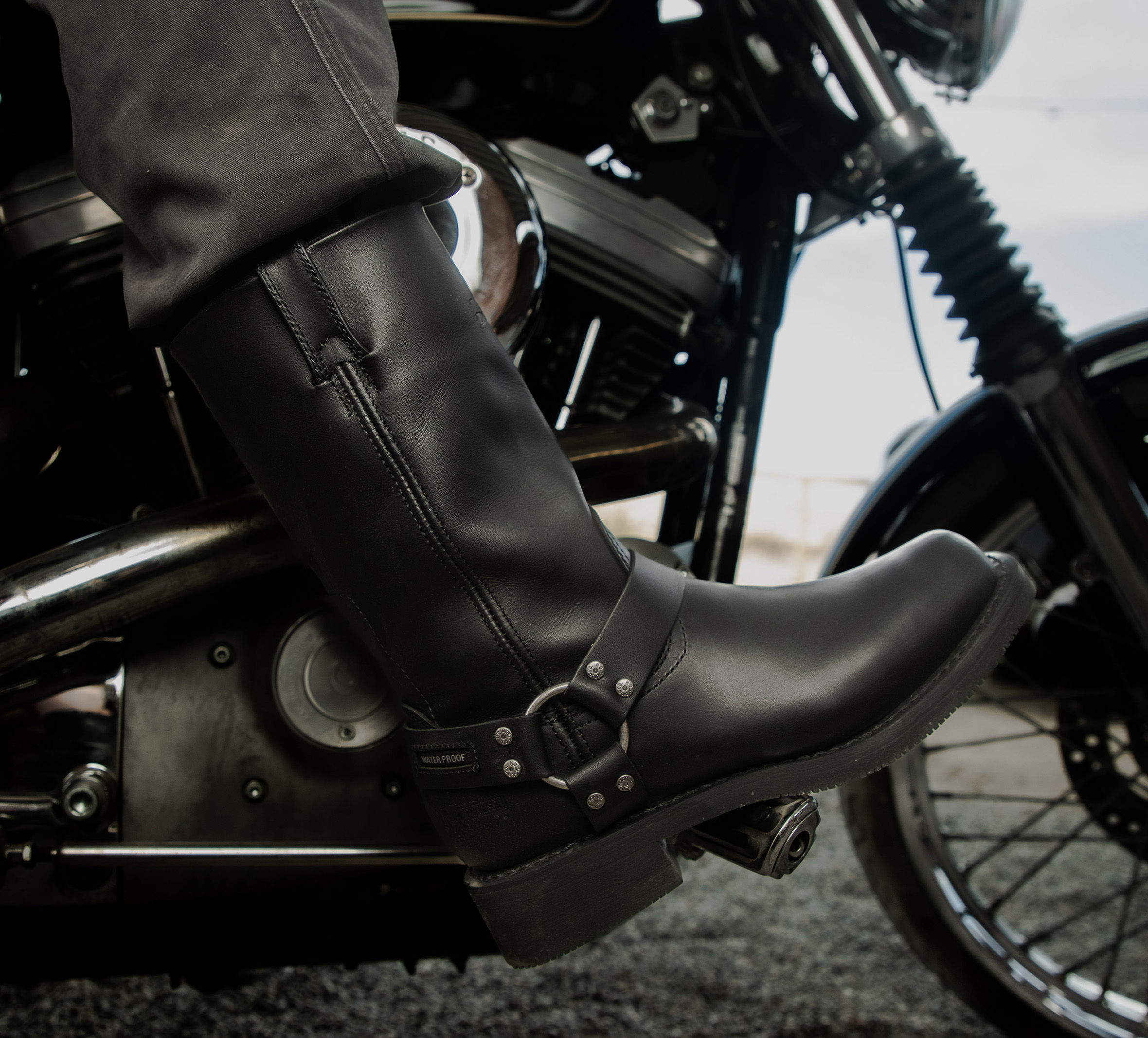 Bottes de moto impermeables Hustin pour hommes