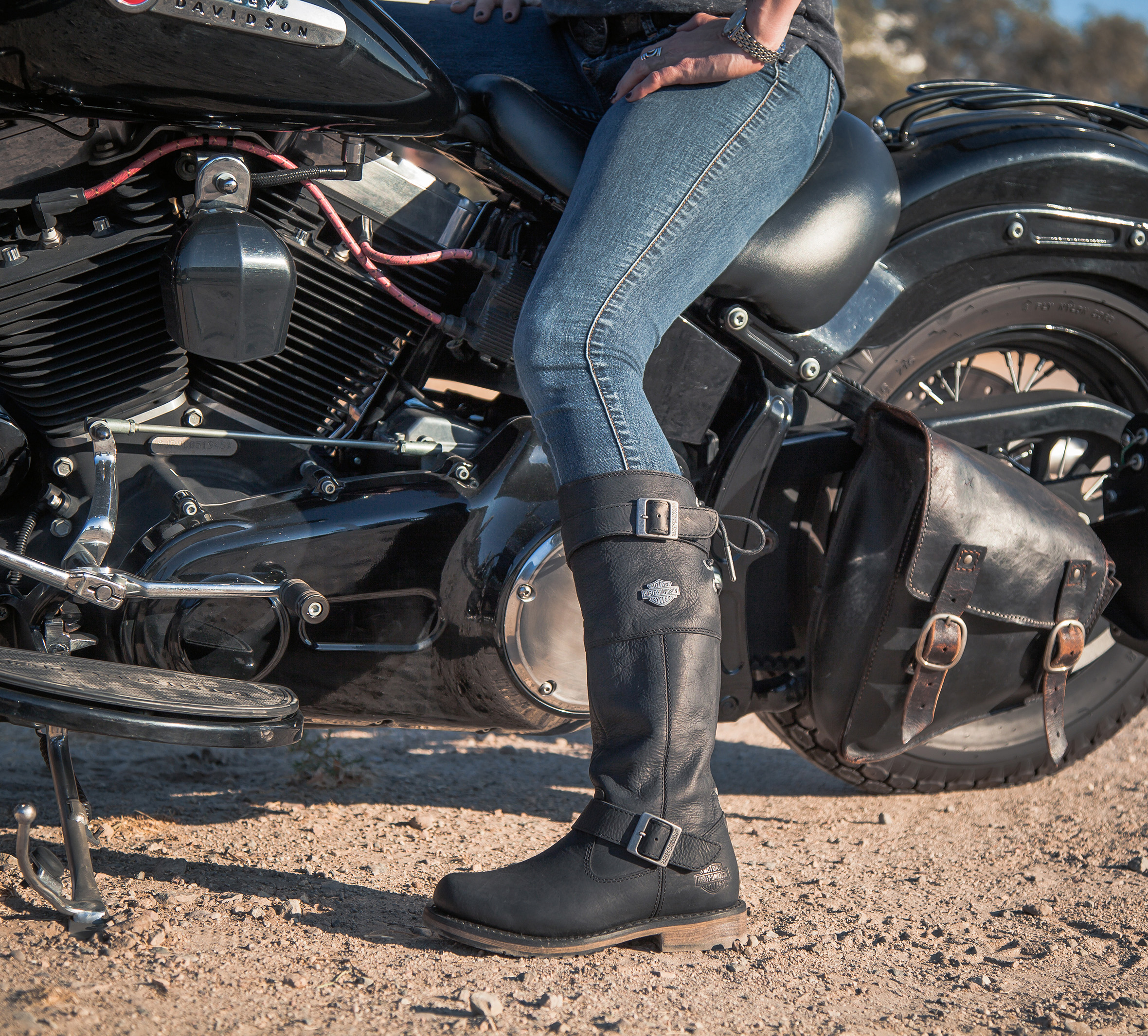 Womens tall sales biker boots