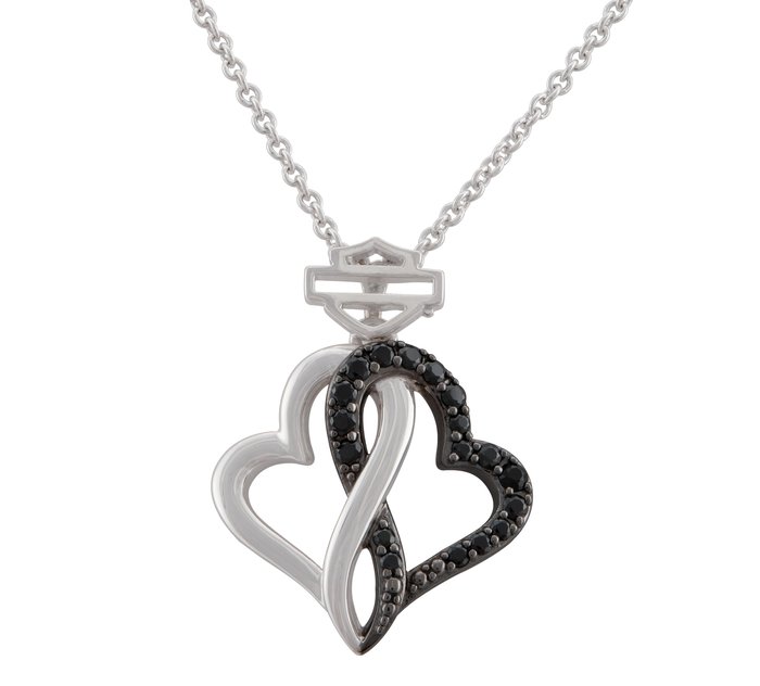 Women's Black & White Infinity Hearts Necklace 1