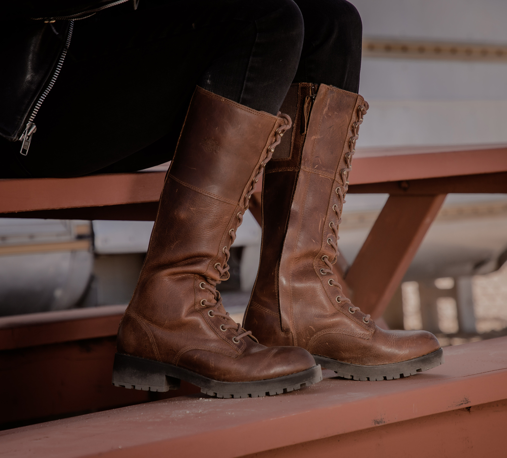 Brown leather discount riding boots womens