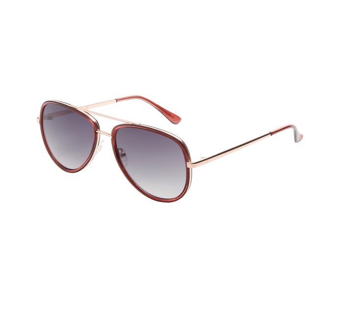 Plastic and Metal Combination Oval Sunglasses - Rose Gold & Pink
